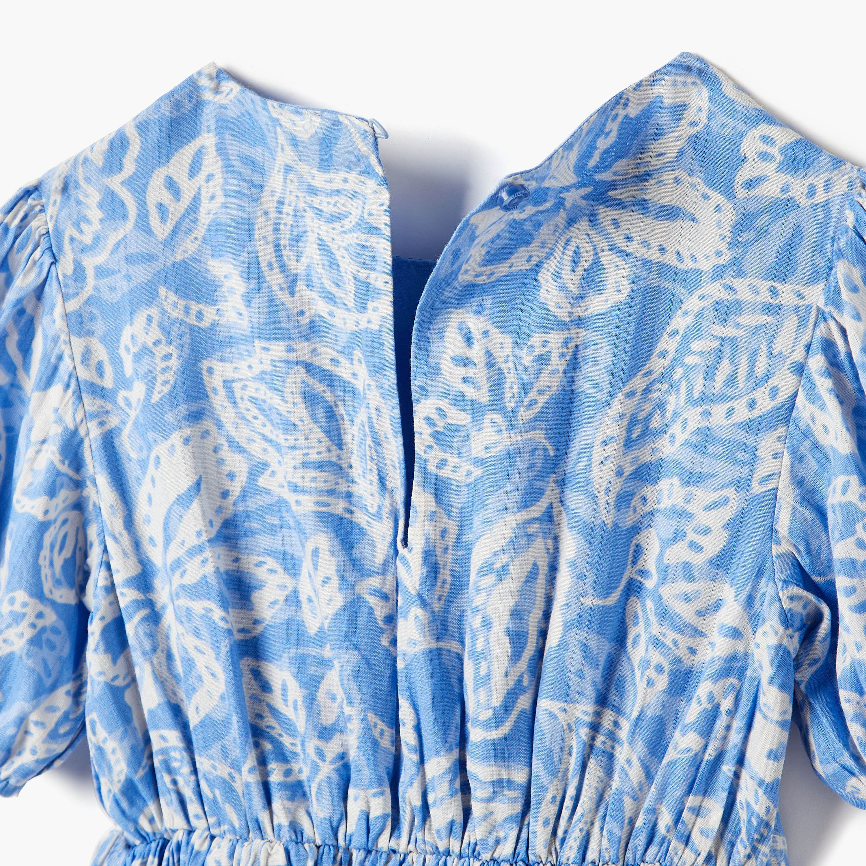 فستان سادة بتفاصيل كشكش وأكمام قصيرة من جونيور-girls-clothing-dressesandjumpsuits-image-5