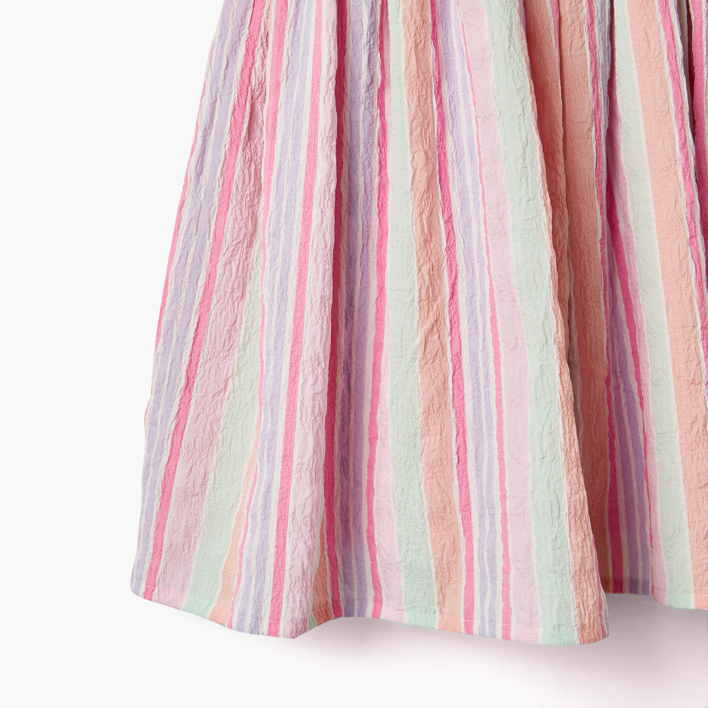 Juniors Striped Dress with Knot Detail and Short Sleeves-girls-clothing-dressesandjumpsuits-image-4