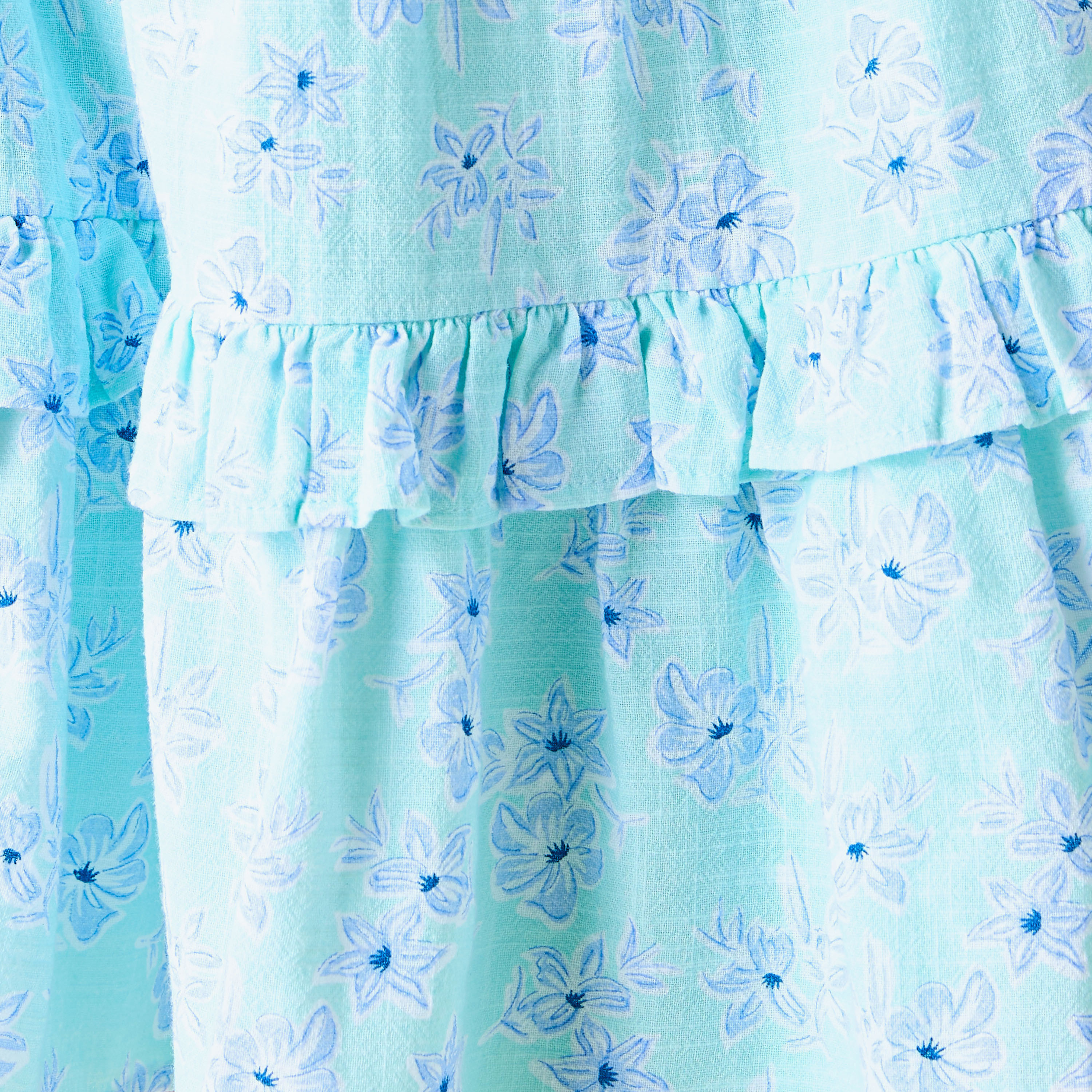 فستان بياقة مربعة وأكمام قصيرة وطبعات زهرية من جونيورز-girls-clothing-dressesandjumpsuits-image-1