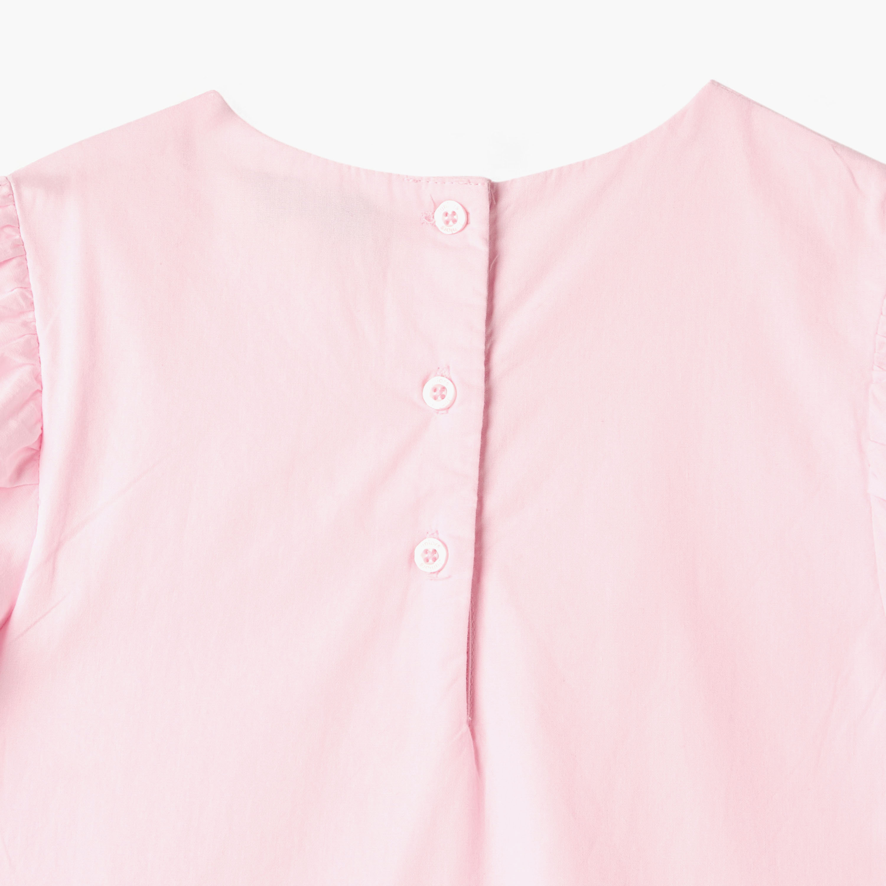 Juniors Solid Dress with Puff Sleeves and Balloon Hem-girls-clothing-dressesandjumpsuits-image-4
