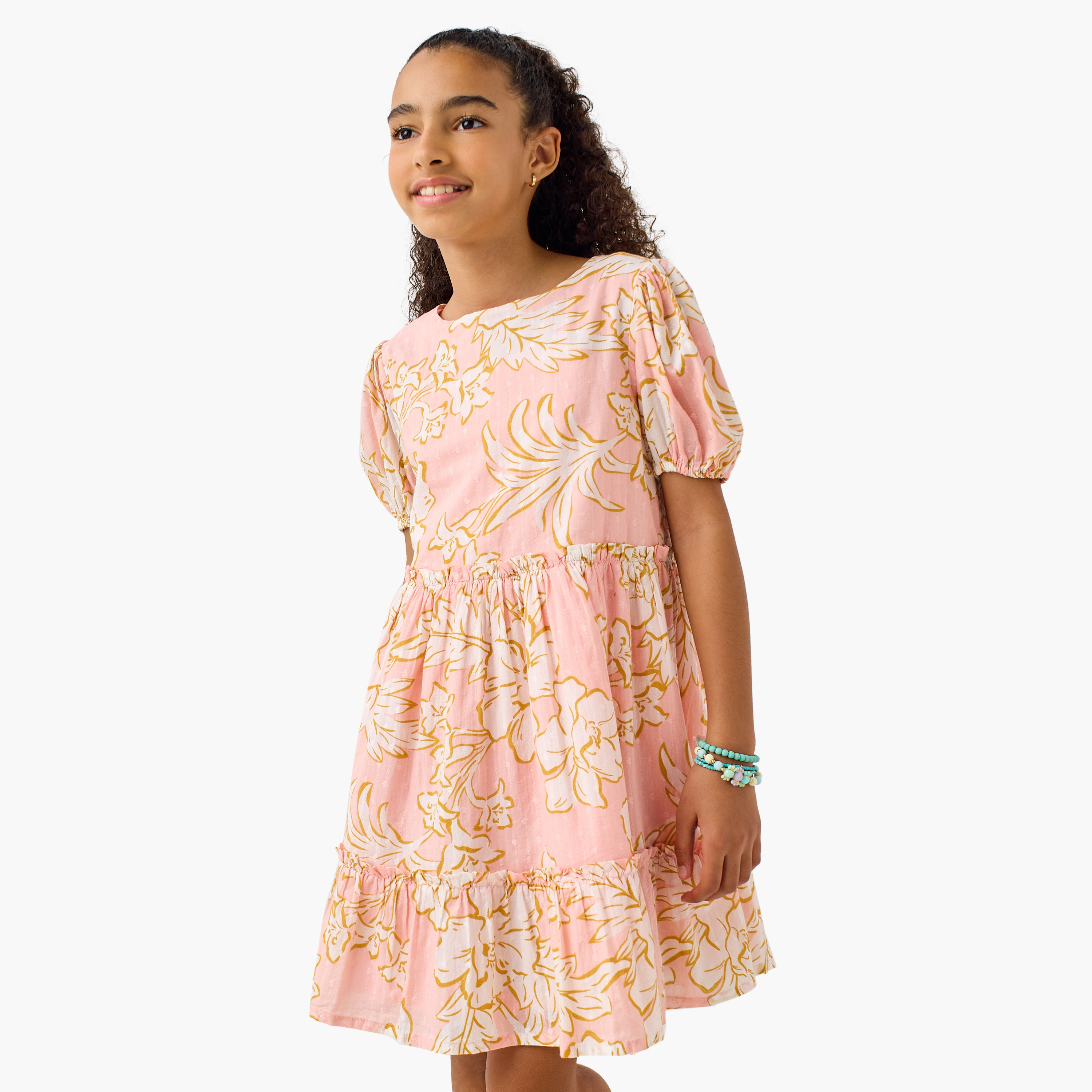 Juniors Printed Dress with Short Sleeves-girls-clothing-dressesandjumpsuits-image-1