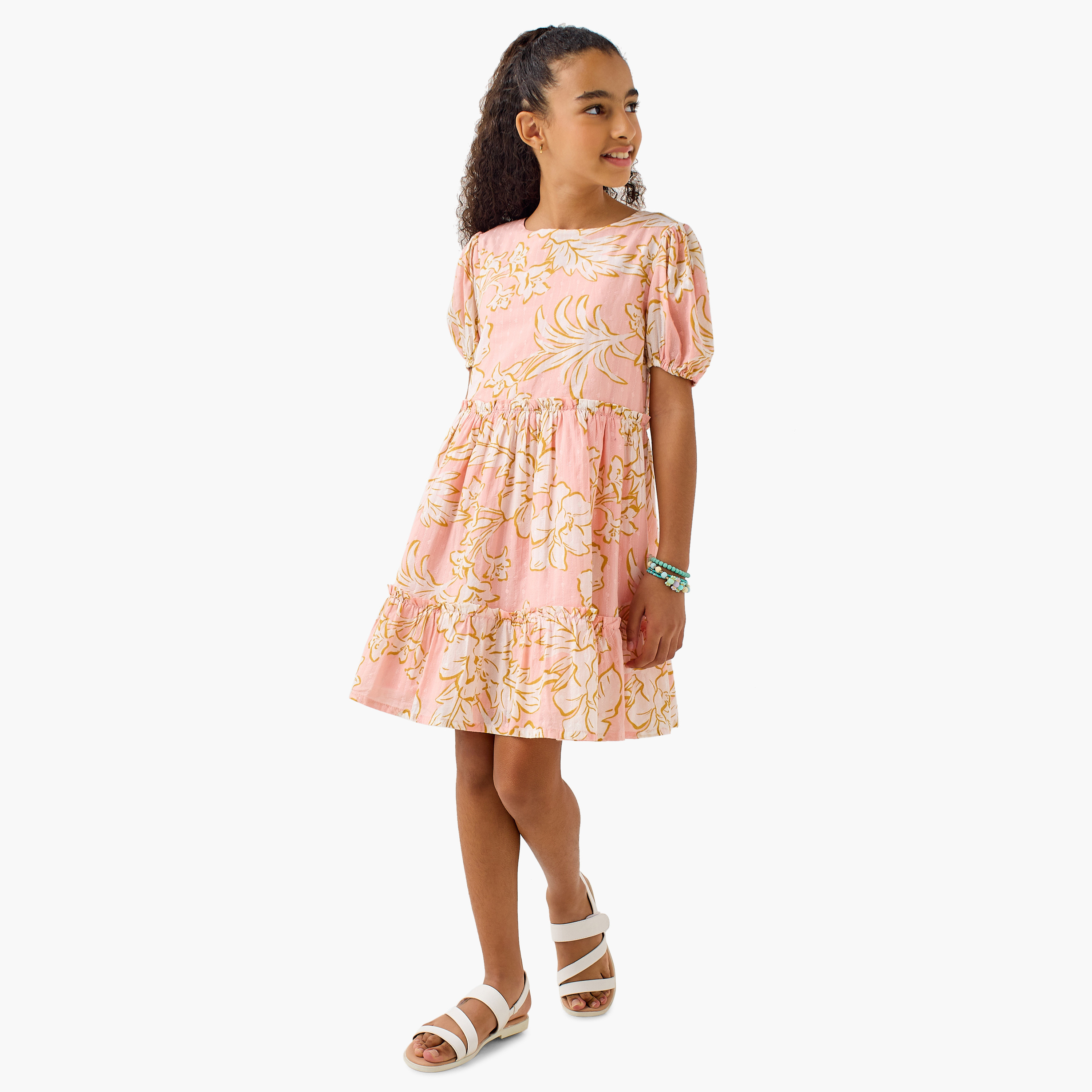 Juniors Printed Dress with Short Sleeves-girls-clothing-dressesandjumpsuits-image-2