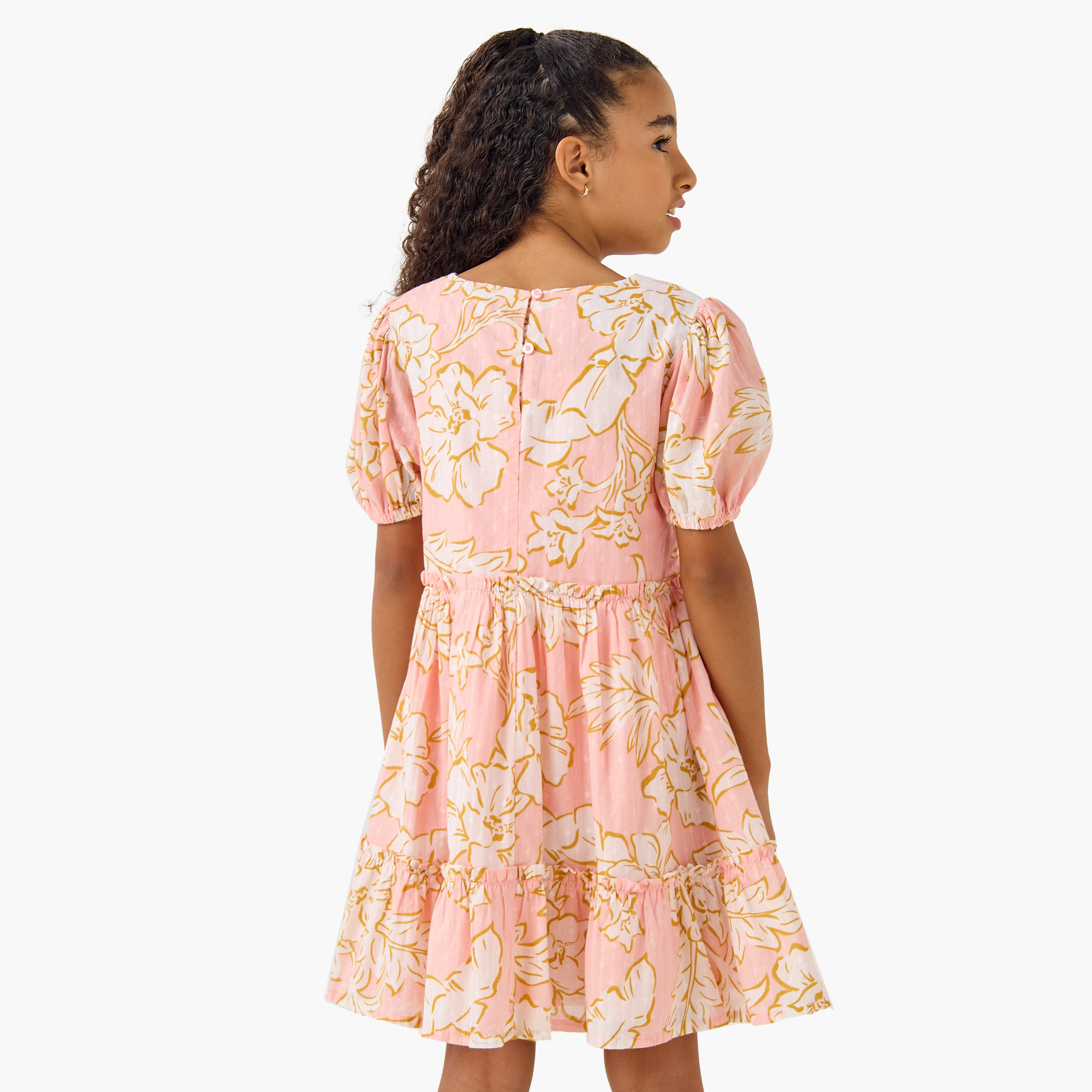 Juniors Printed Dress with Short Sleeves-girls-clothing-dressesandjumpsuits-image-3