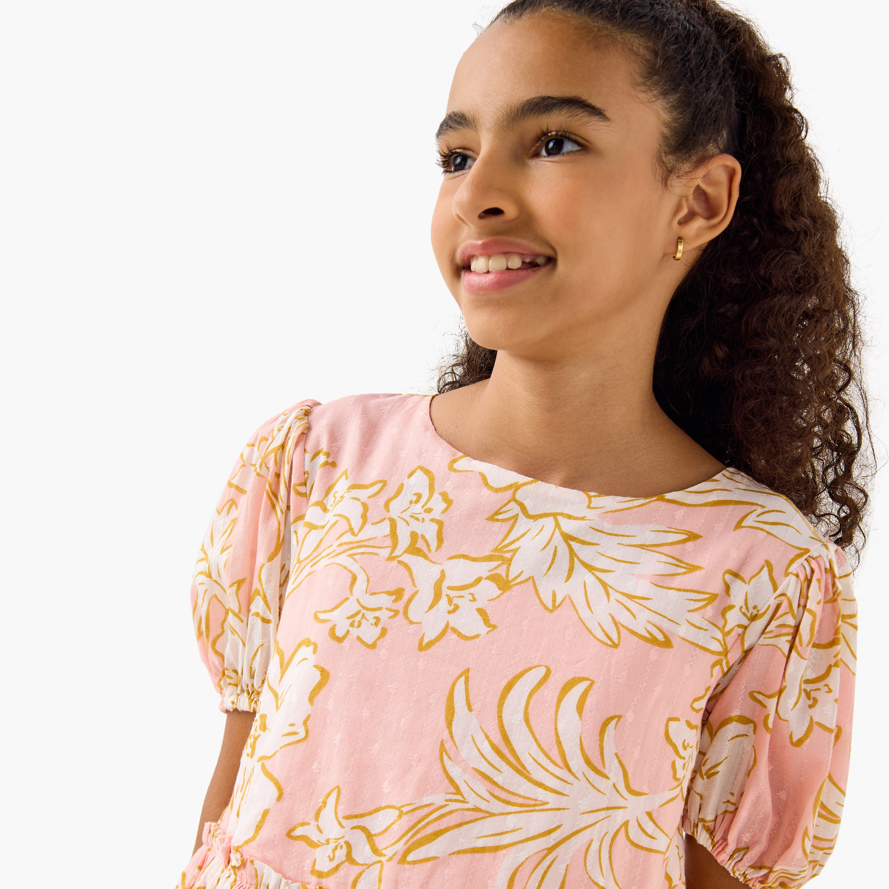 Juniors Printed Dress with Short Sleeves-girls-clothing-dressesandjumpsuits-image-4
