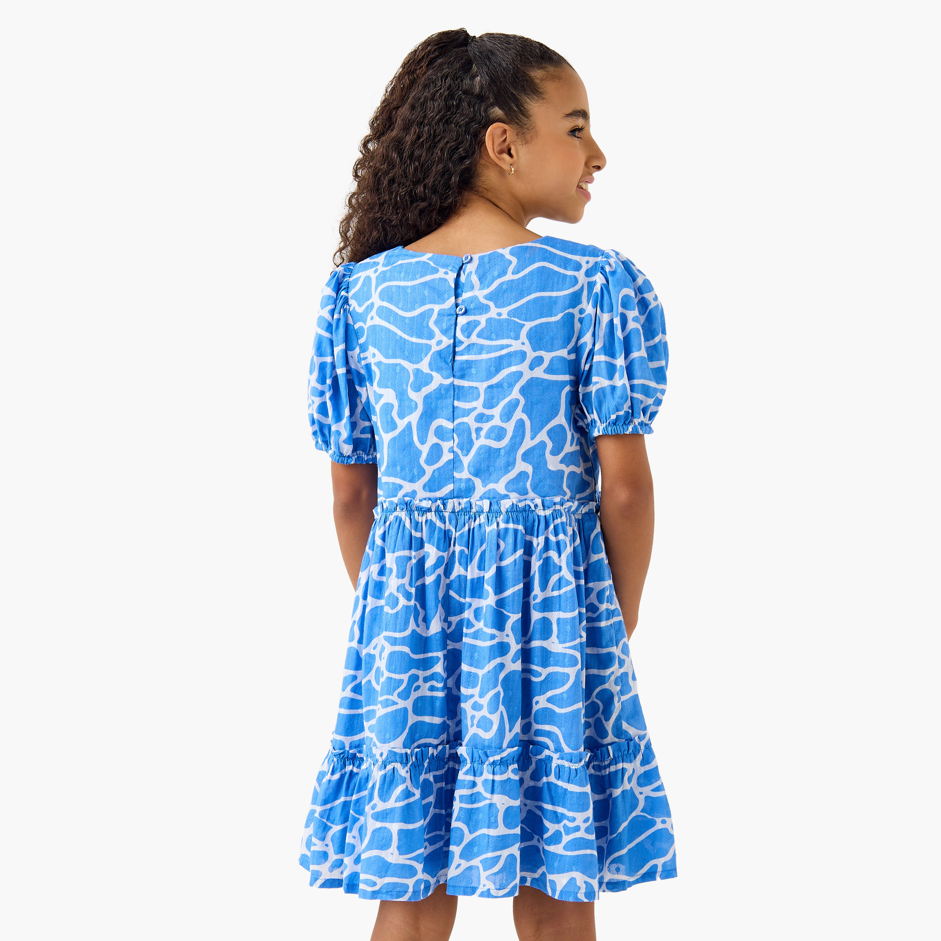 Juniors Printed Dress with Short Sleeves-girls-clothing-dressesandjumpsuits-image-3