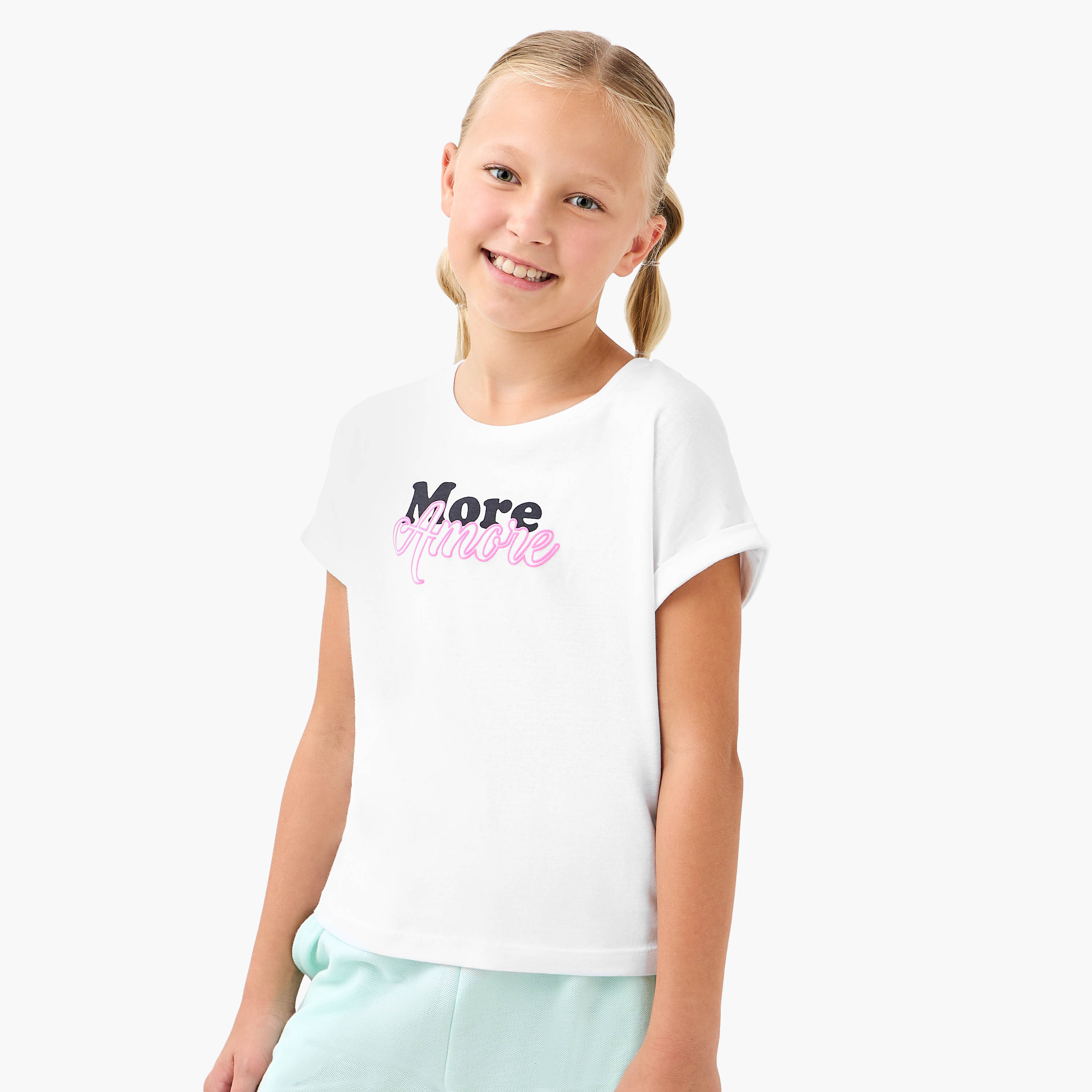 Juniors Printed T-shirt and Wide Leg Pants Set-girls-clothing-setsandcoords-image-2