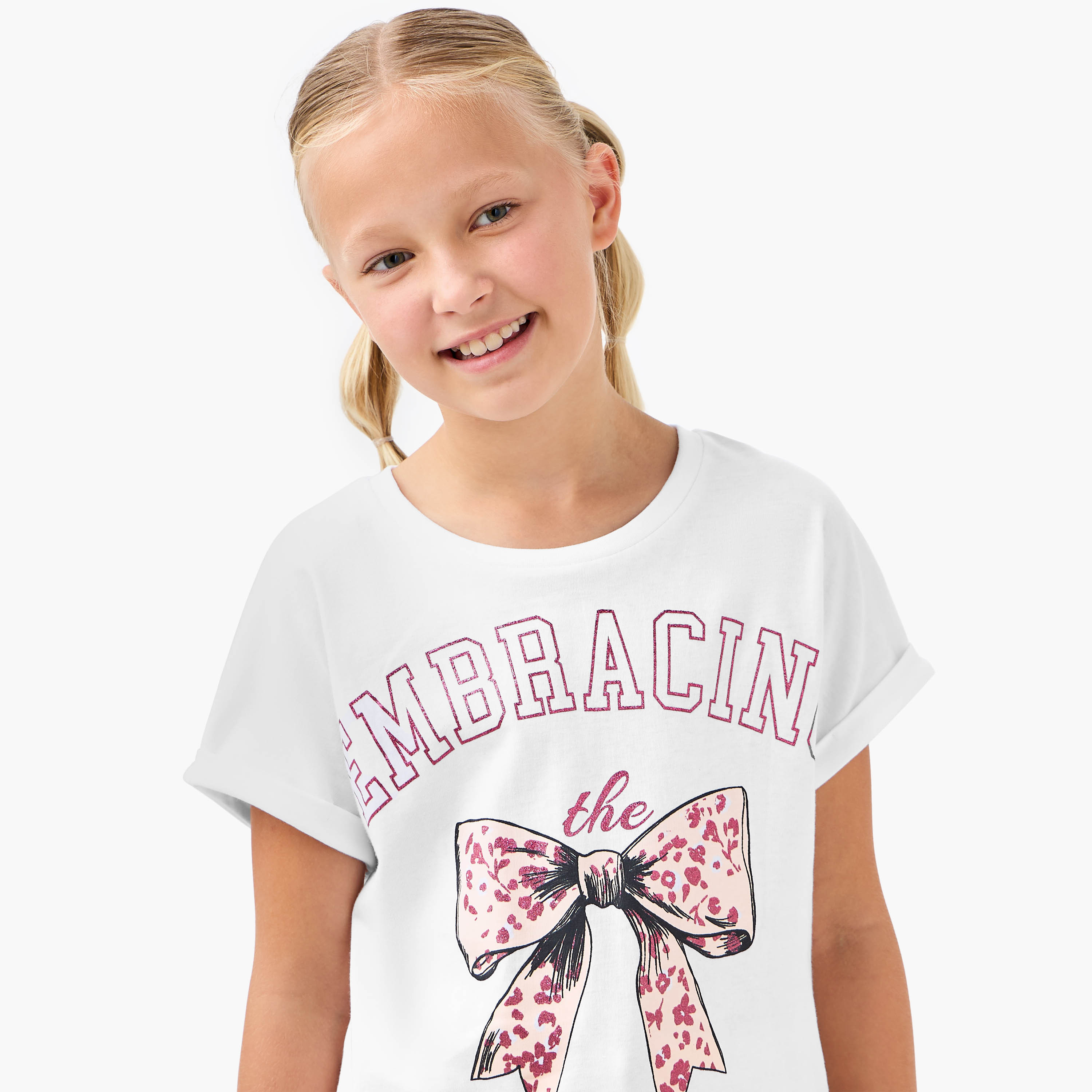Juniors Printed T-shirt and Wide Leg Pants Set-girls-clothing-setsandcoords-image-5