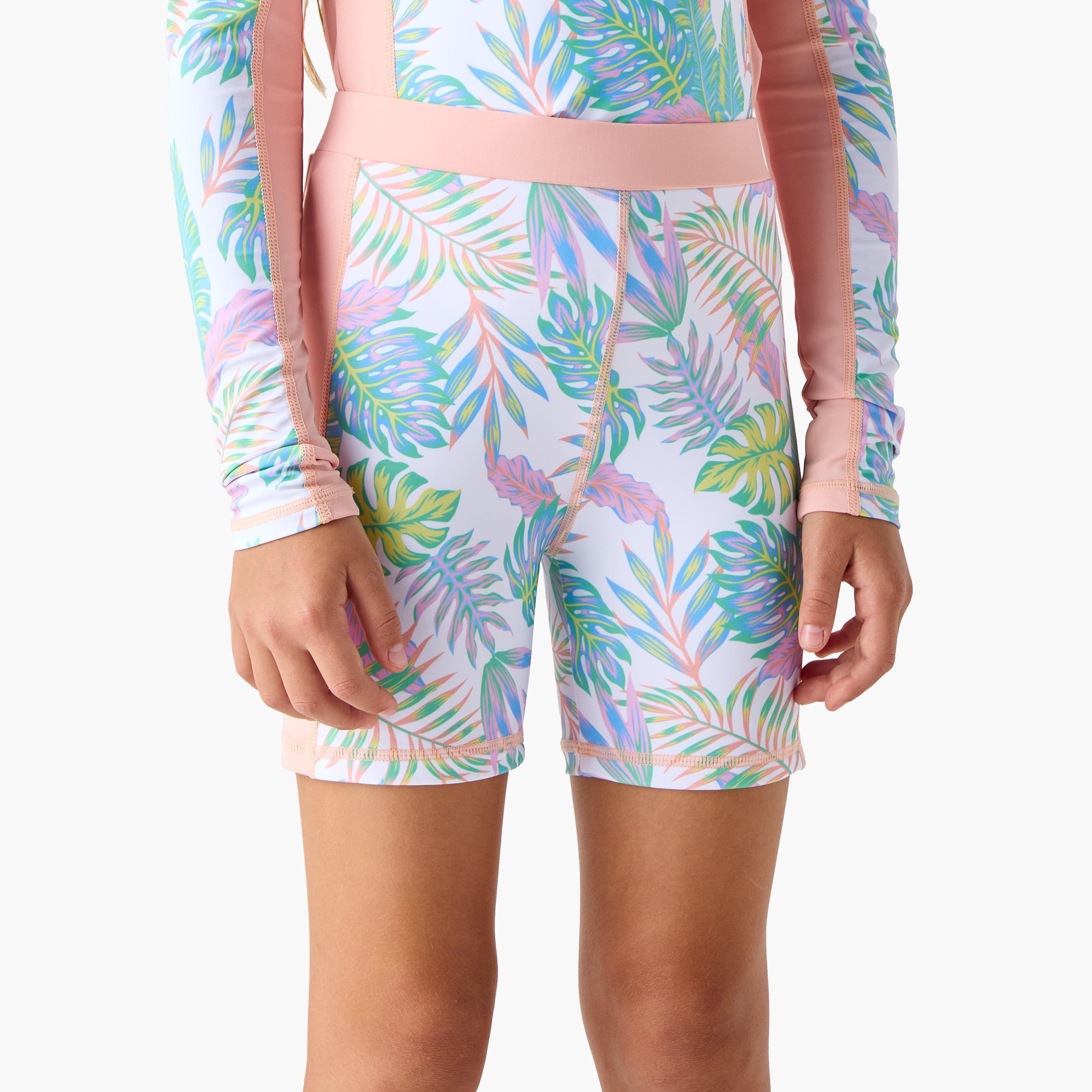 طقم شورت وتيشيرت بطبعات زهرية من جونيورز-girls-clothing-sportswear-swimwear-image-4