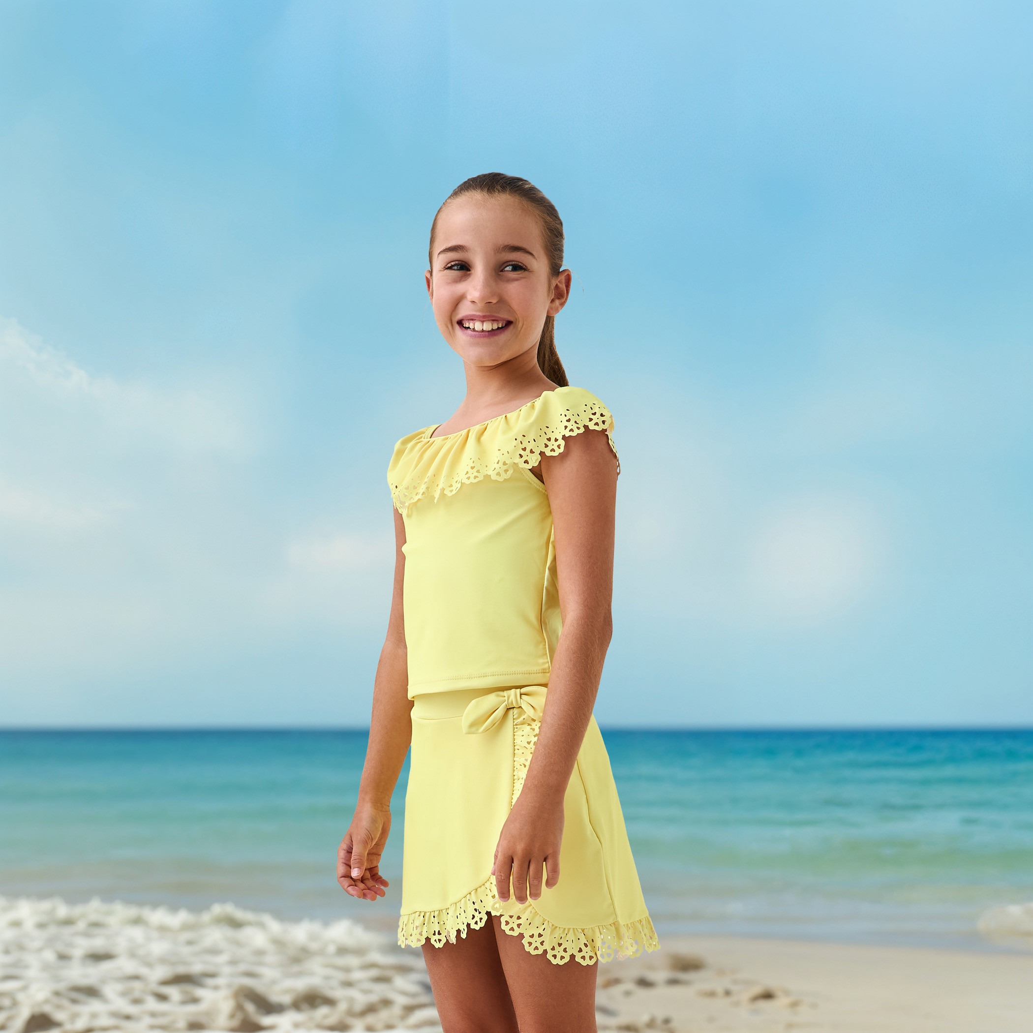 Juniors Cutwork Detail Swim Top and Skirt Set-girls-clothing-sportswear-swimwear-image-1