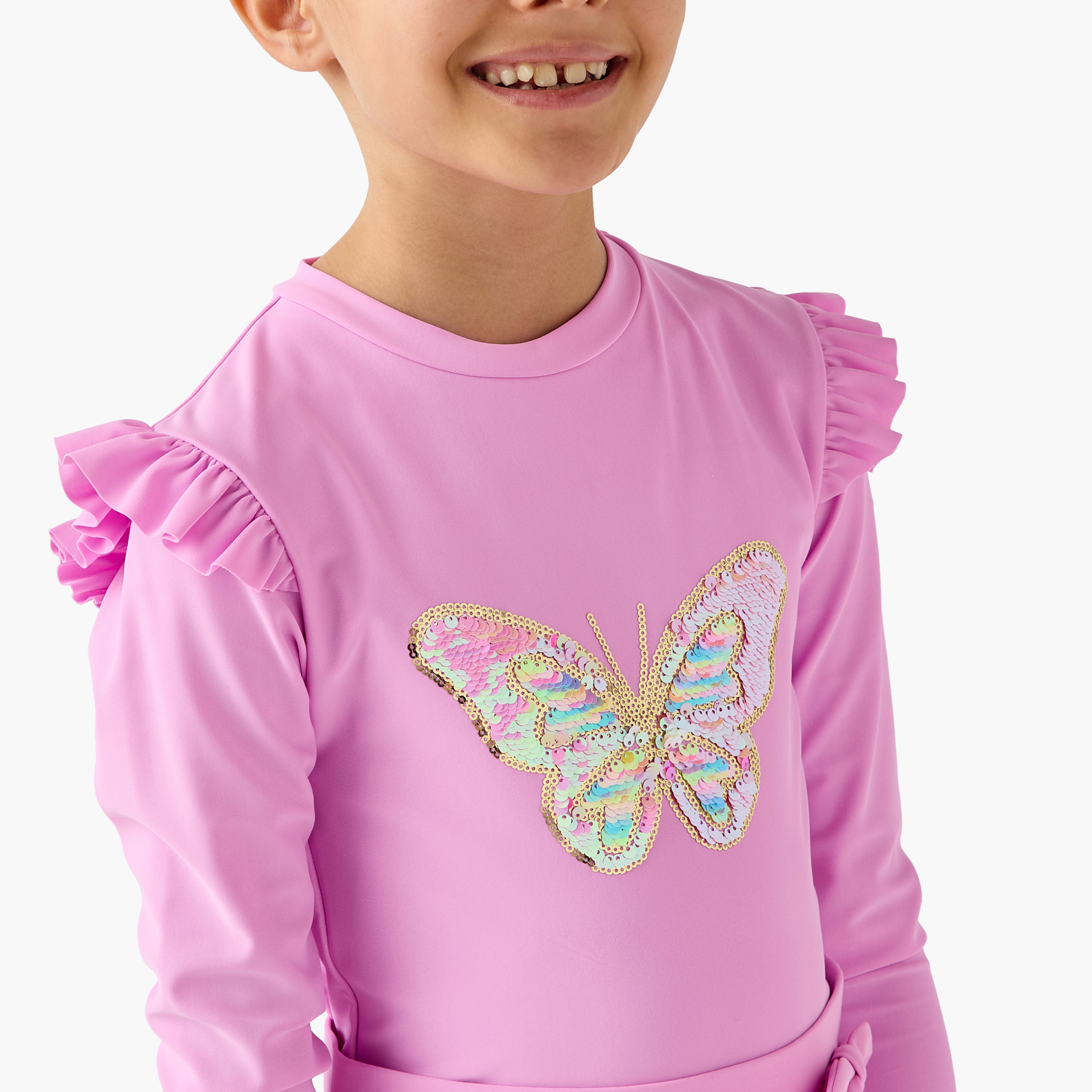 Juniors Butterfly Embellished Swimsuit with Skirt-girls-clothing-sportswear-swimwear-image-7