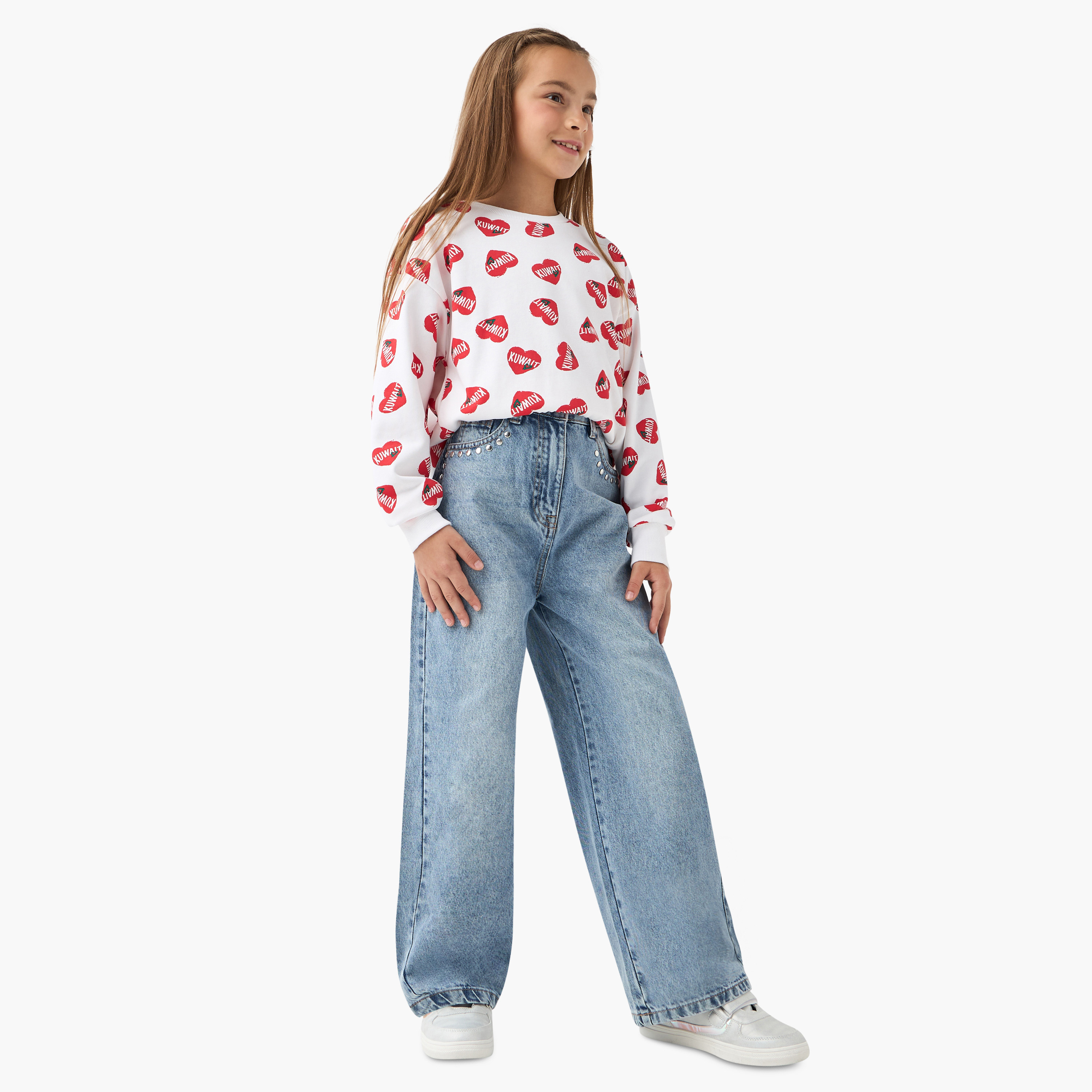 بنطلون جينز واسع الساقين بجيوب وتفاصيل مرصّعة من جونيورز-girls-clothing-bottoms-jeansandjeggings-image-2