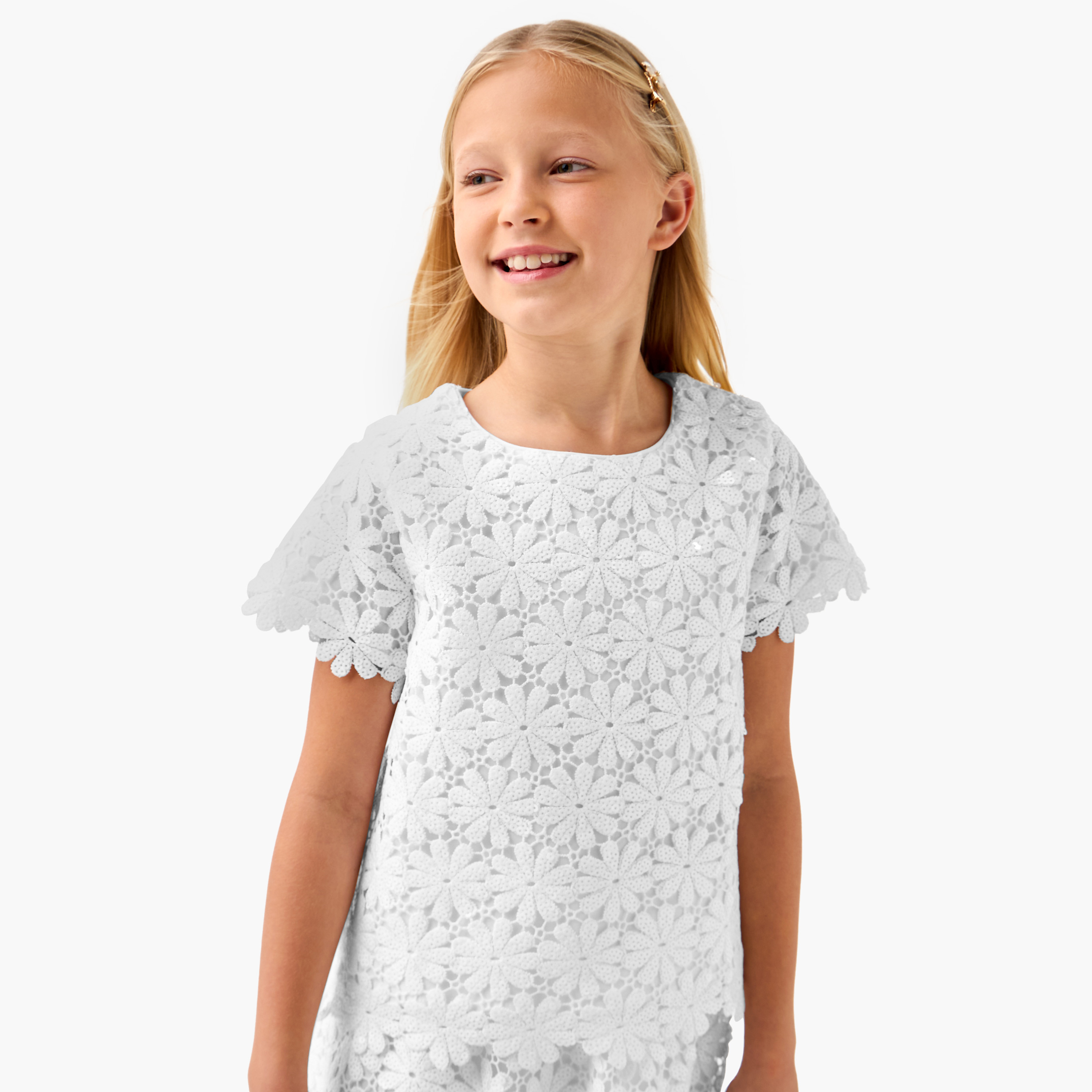 بلوزة مزينة بأكمام قصيرة من جونيورز-girls-clothing-blousesandshirts-image-4