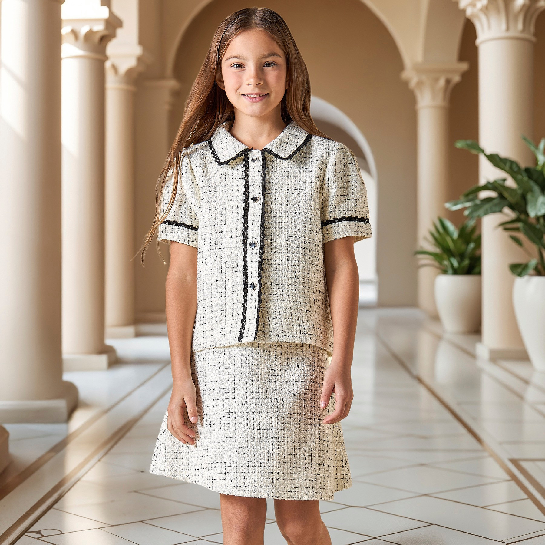 Juniors Textured Skirt with Bow Detail and Zip Closure-girls-clothing-bottoms-skirts-image-6