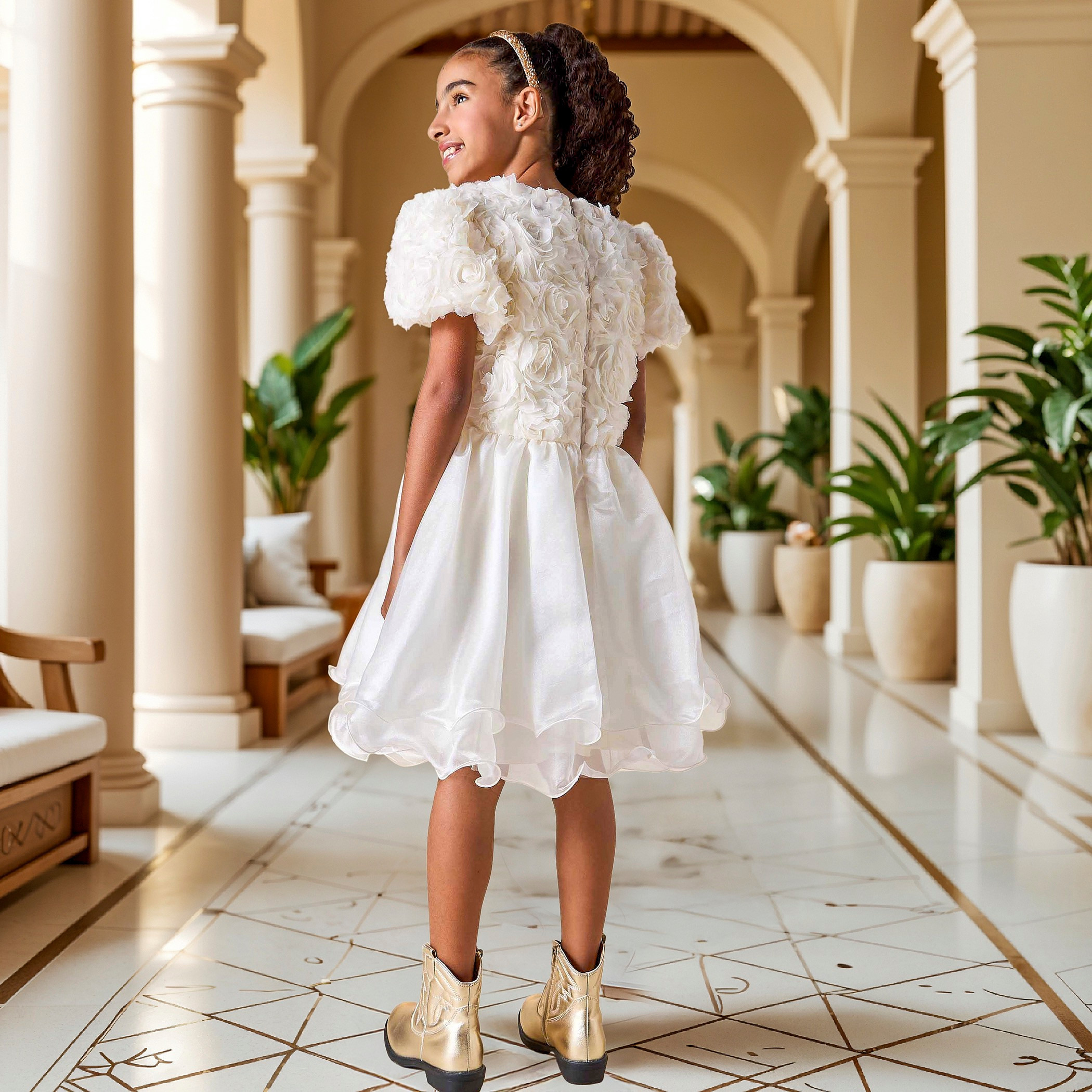 فستان بحزام لؤلؤ وزخارف أزهار من جونيورز-girls-clothing-dressesandjumpsuits-image-3