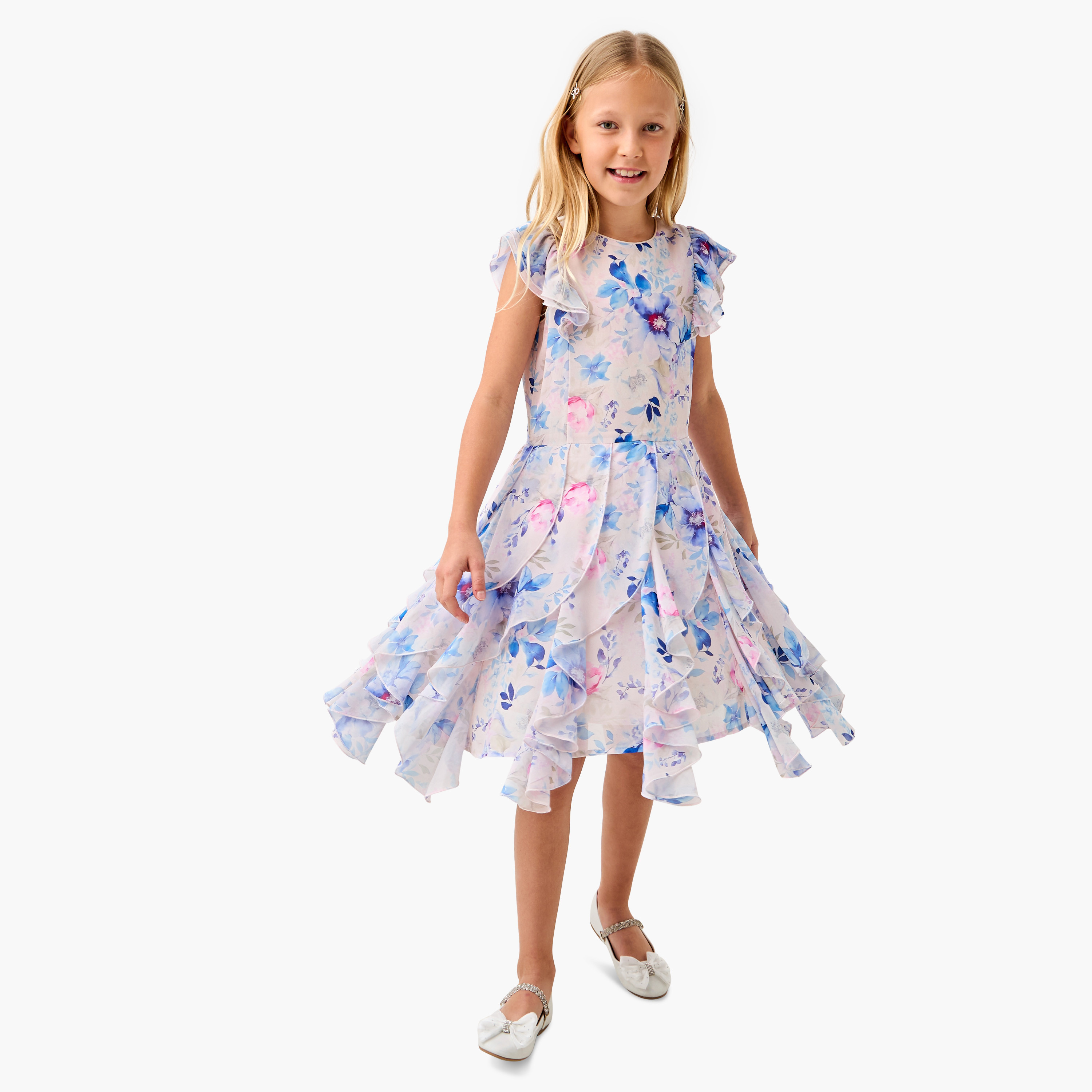 Juniors All-Over Floral Print A-Line Dress with Ruffle Detail-girls-clothing-dressesandjumpsuits-image-2