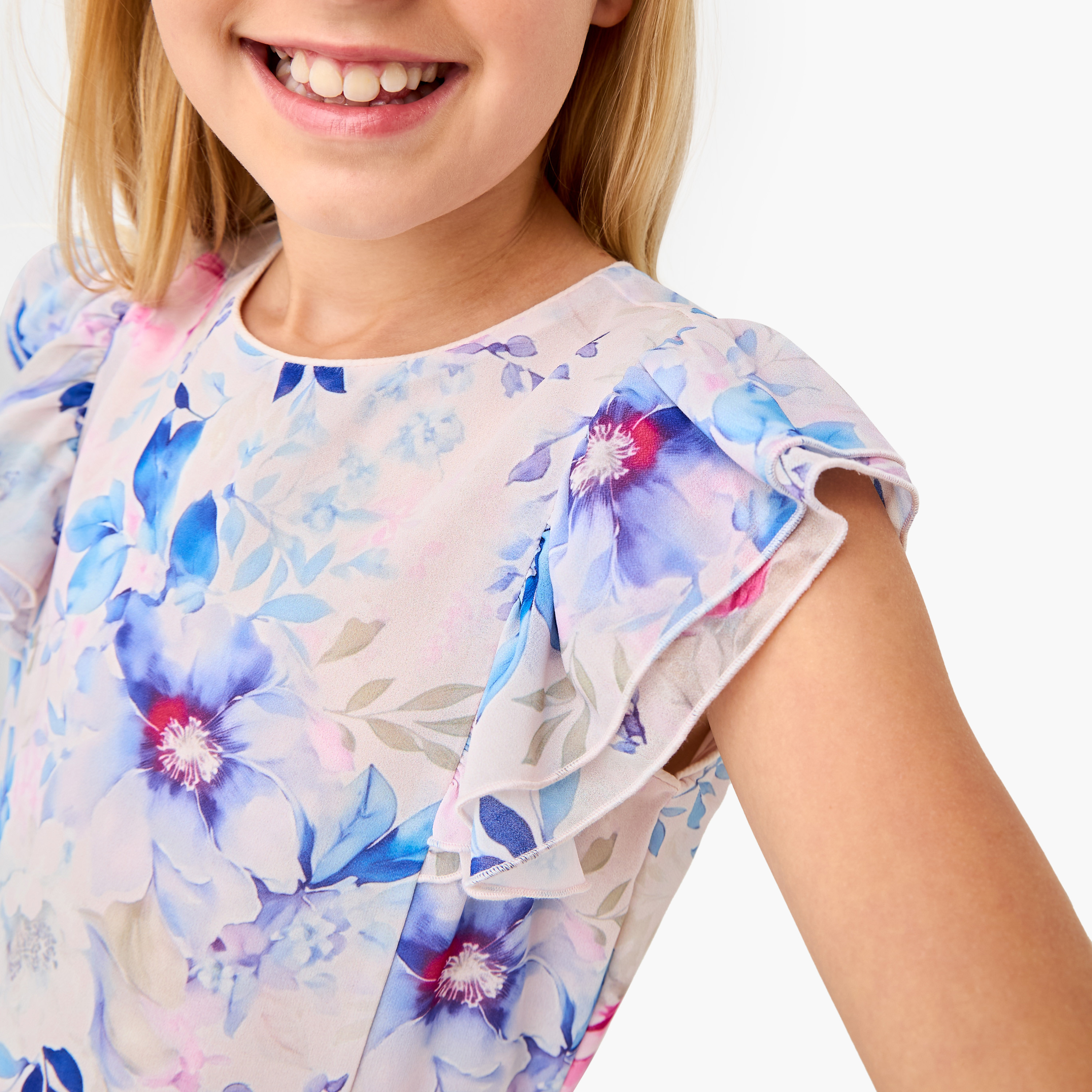 Juniors All-Over Floral Print A-Line Dress with Ruffle Detail-girls-clothing-dressesandjumpsuits-image-4