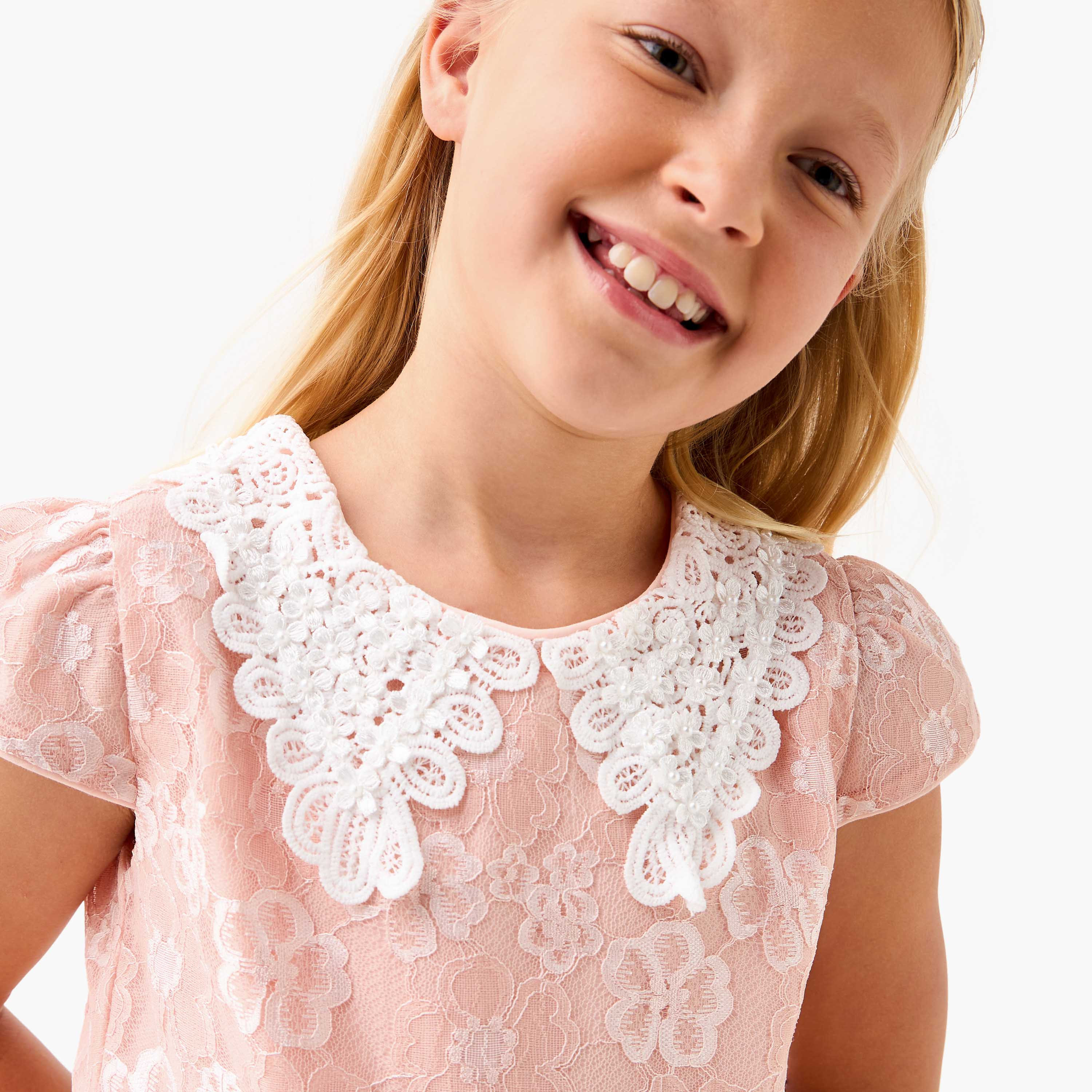 Juniors Lace Detail Asymmetric Dress with Cap Sleeves-girls-clothing-dressesandjumpsuits-image-4