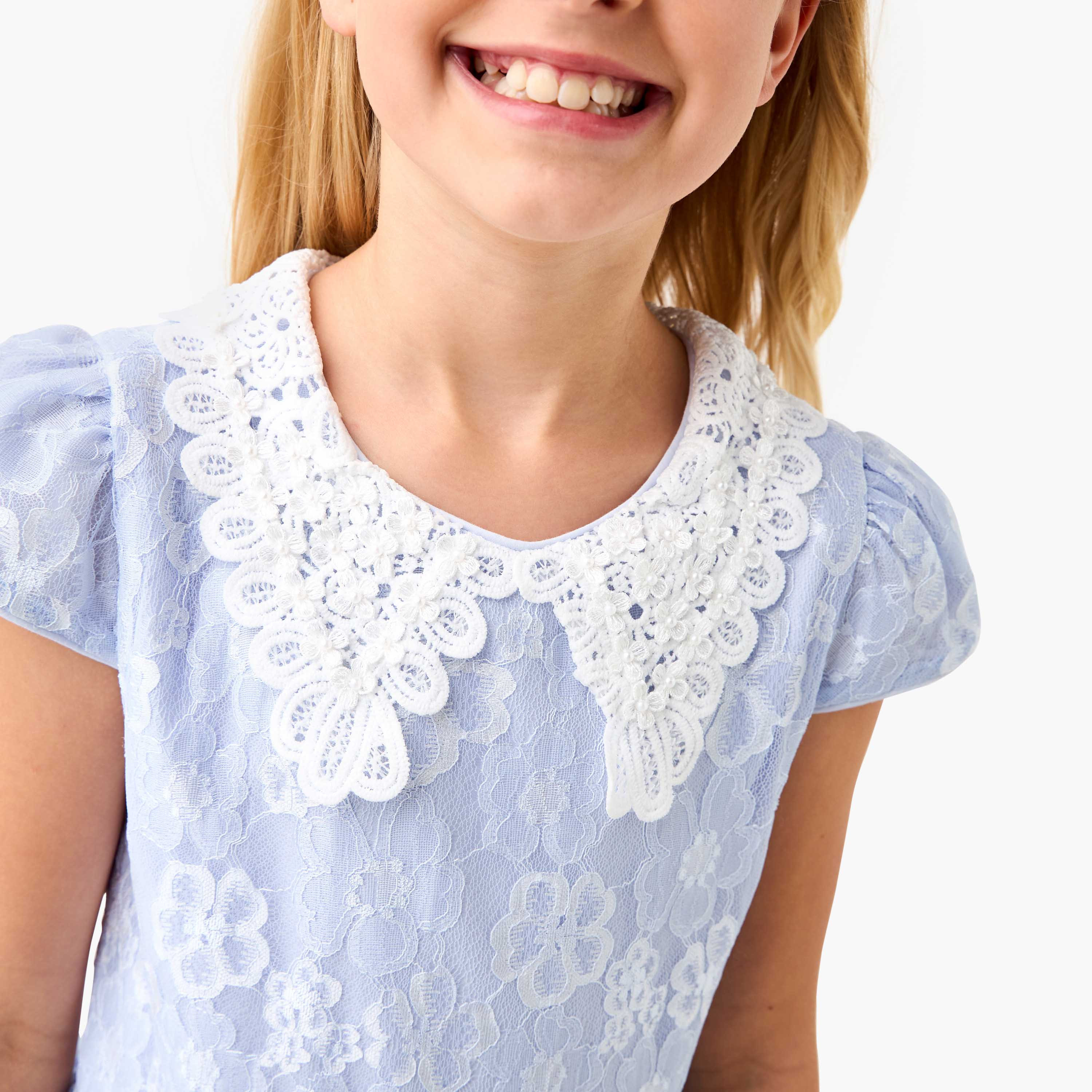 Juniors Lace Detail Asymmetric Dress with Cap Sleeves-girls-clothing-dressesandjumpsuits-image-4