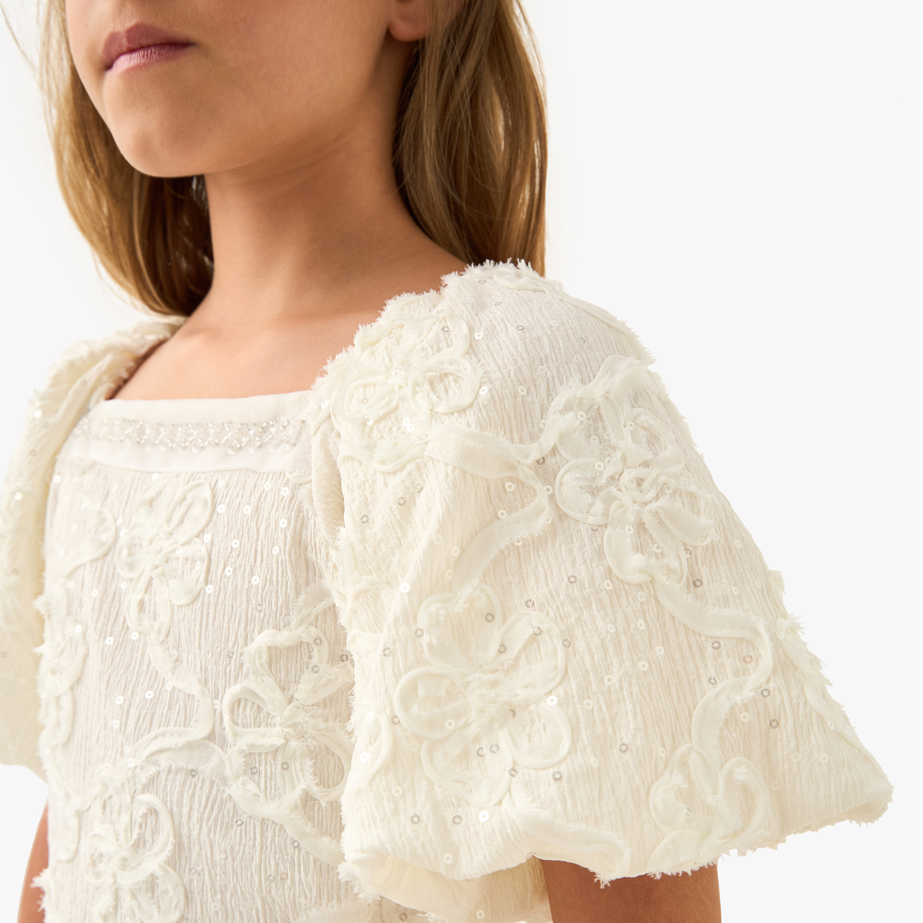Juniors Embellished Balloon Dress with Square Neck-girls-clothing-dressesandjumpsuits-image-4
