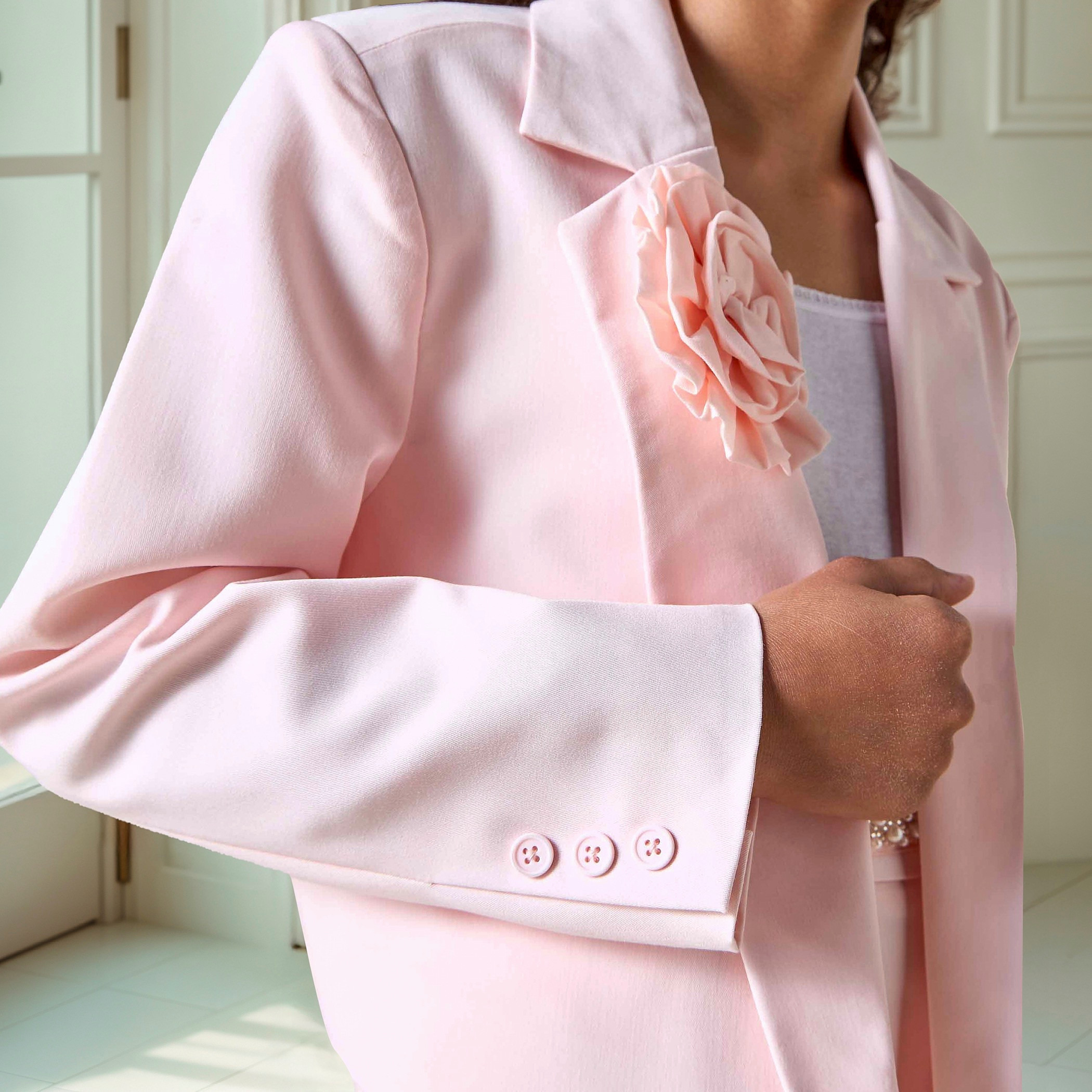 Juniors Flower Applique Blazer with Long Sleeves-girls-clothing-jacketsandcoats-image-5