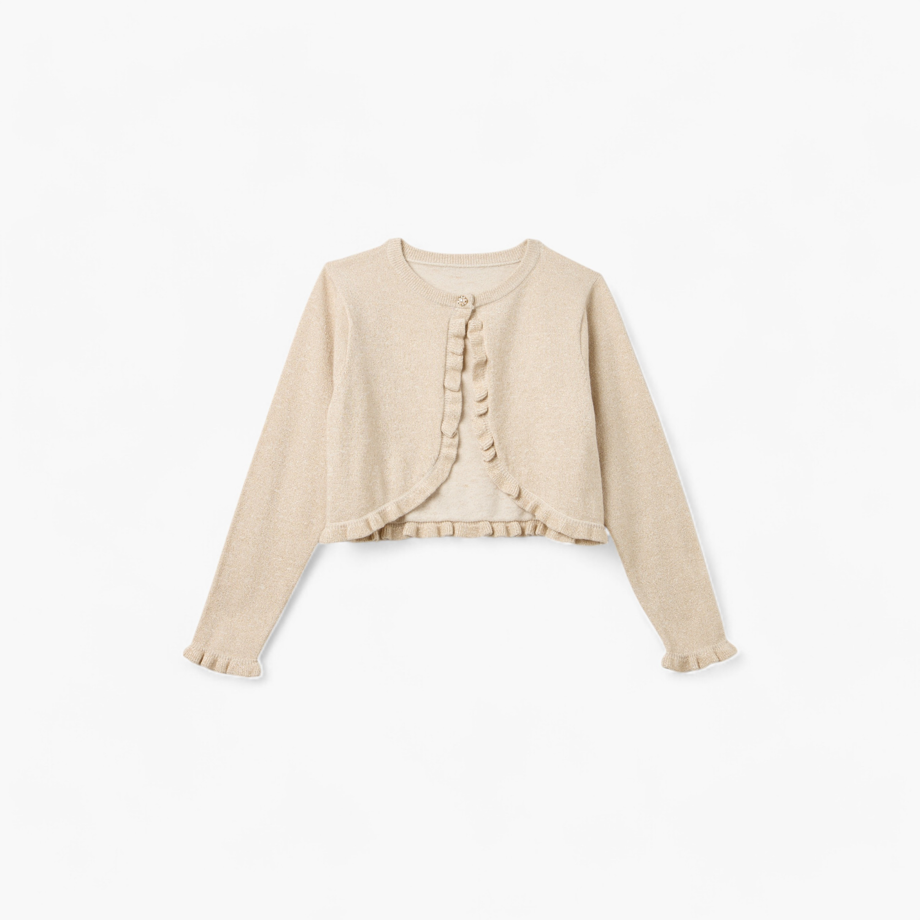 Juniors Bolero Cardigan with Long Sleeves and Frill Detail-girls-clothing-jumpersandcardigans-image-1