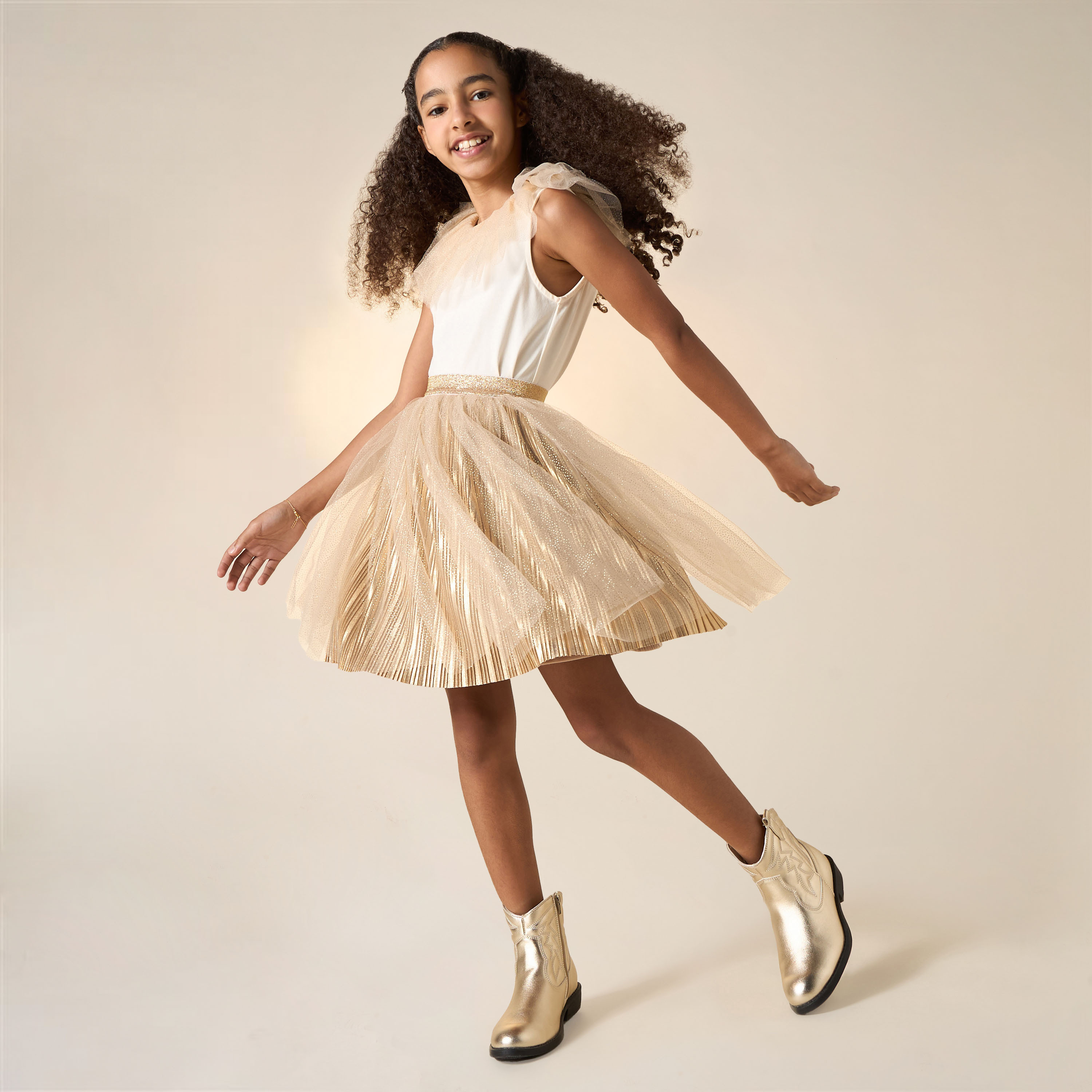 Juniors Ruffle Detail Sleeveless Top and Skirt Set-girls-clothing-setsandcoords-image-1