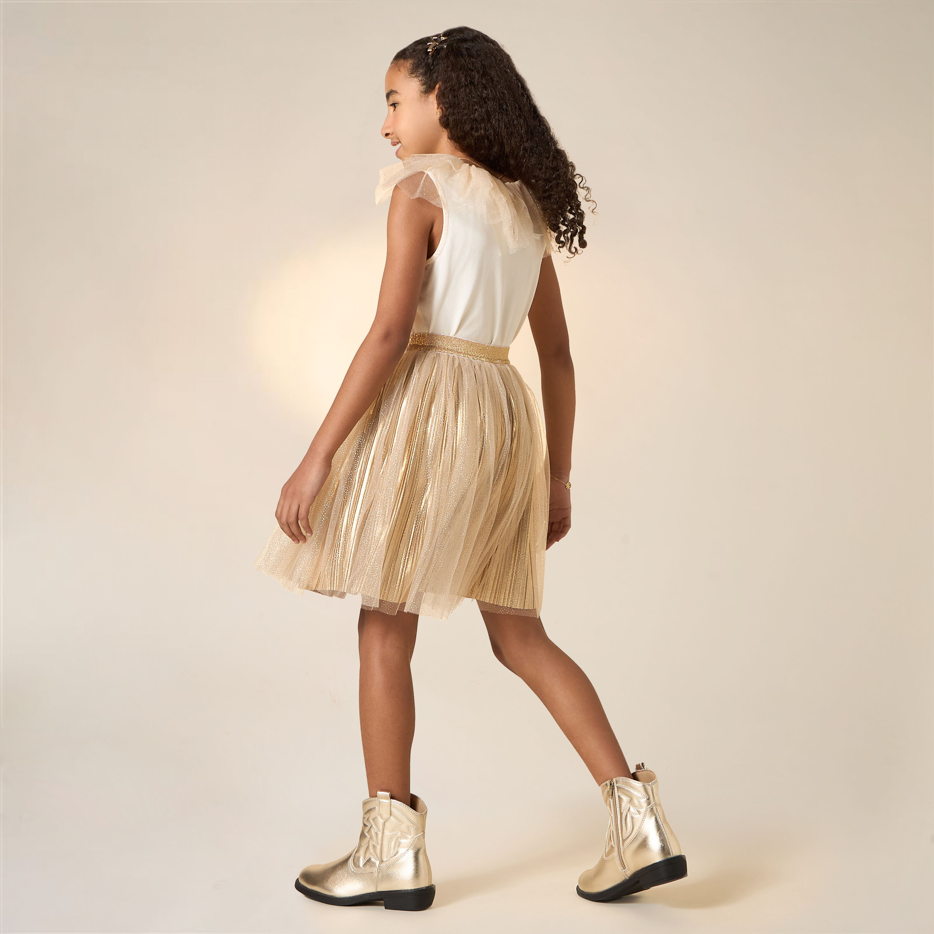 Juniors Ruffle Detail Sleeveless Top and Skirt Set-girls-clothing-setsandcoords-image-2