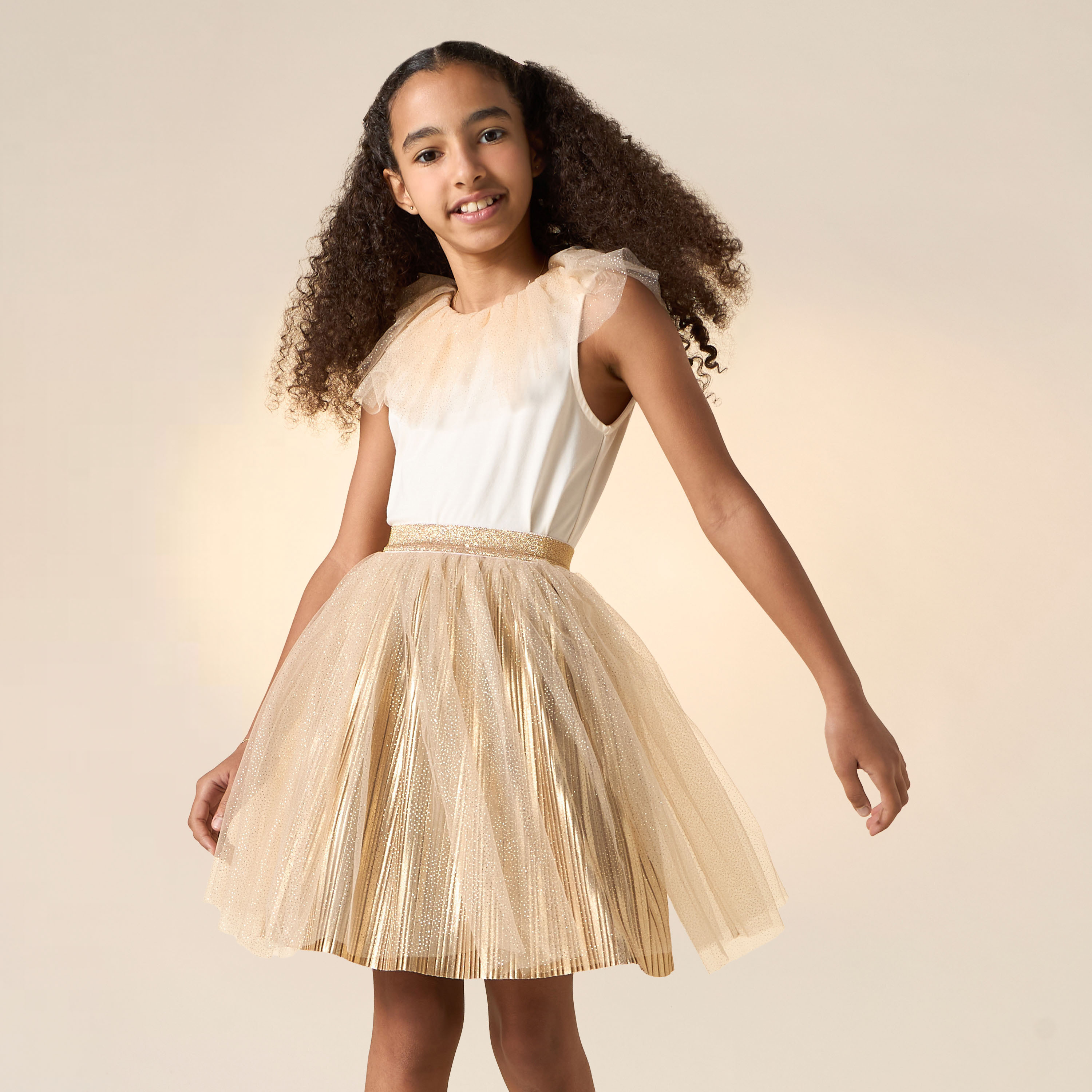 Juniors Ruffle Detail Sleeveless Top and Skirt Set-girls-clothing-setsandcoords-image-3