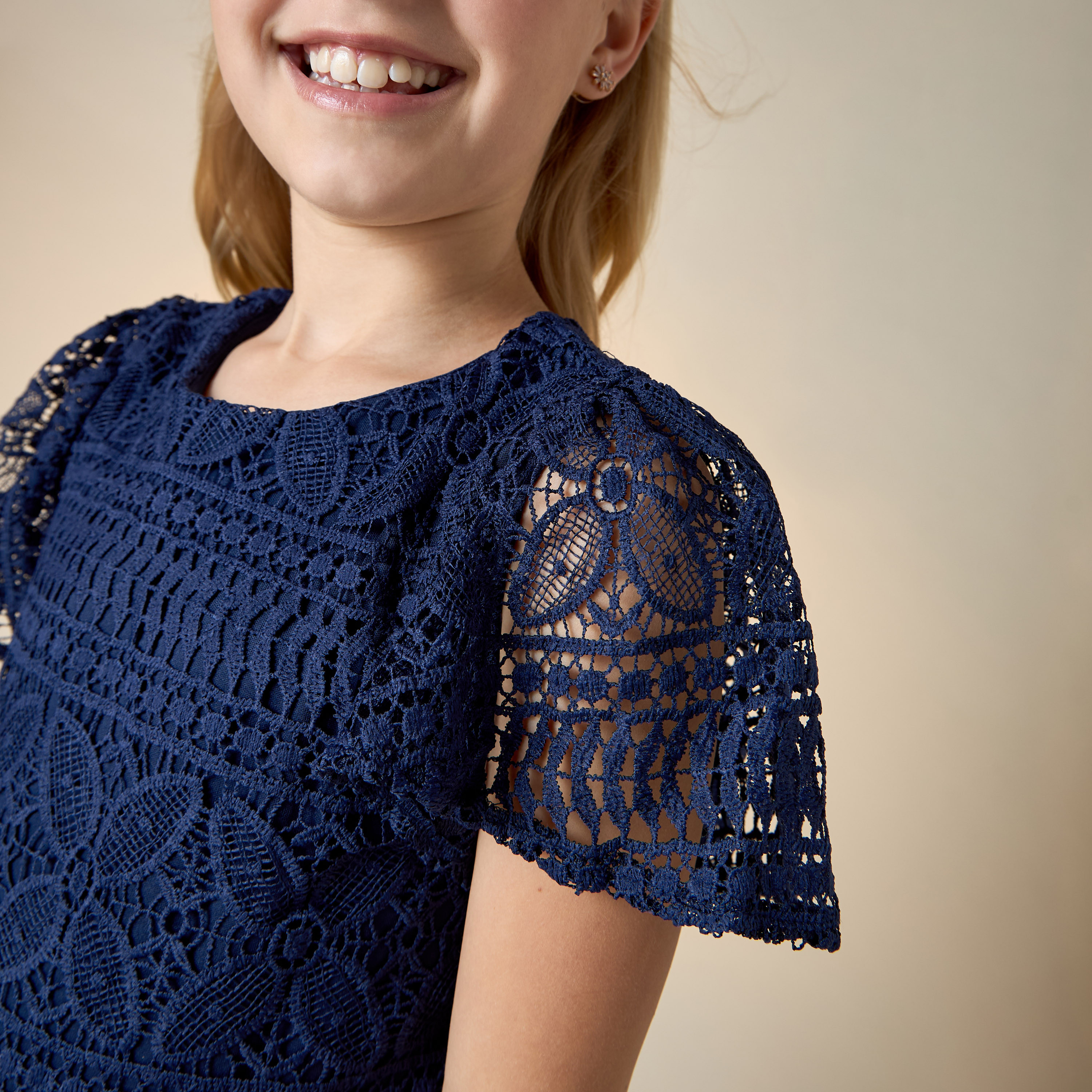 Juniors Laced Wide Leg Jumpsuit with Pleats and Round Neck-girls-clothing-dressesandjumpsuits-image-4