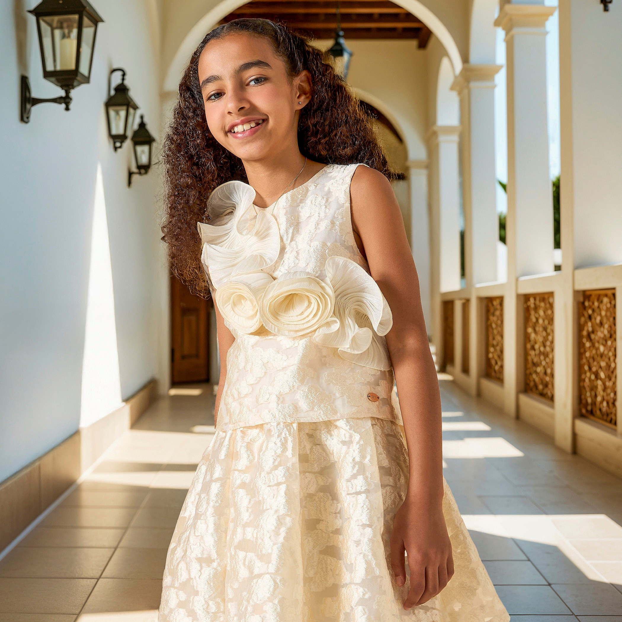 Eligo Floral Textured Sleeveless Top with Button Closure-girls-clothing-blousesandshirts-image-1