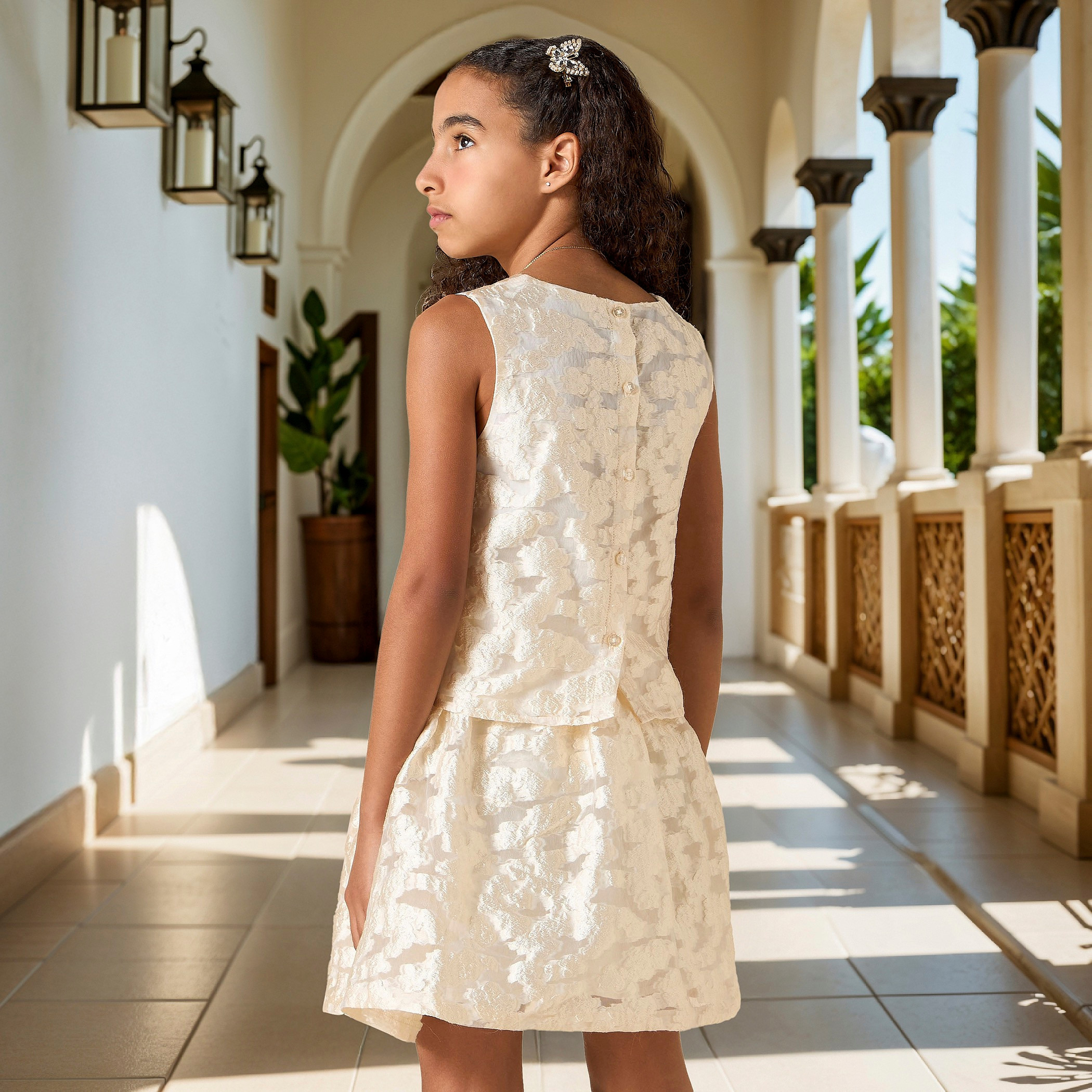 Eligo Floral Textured Sleeveless Top with Button Closure-girls-clothing-blousesandshirts-image-3