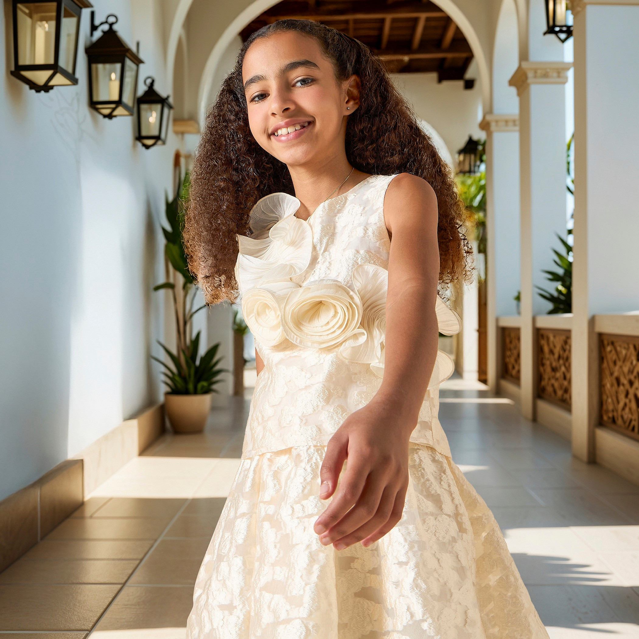 Eligo Floral Textured Sleeveless Top with Button Closure-girls-clothing-blousesandshirts-image-6