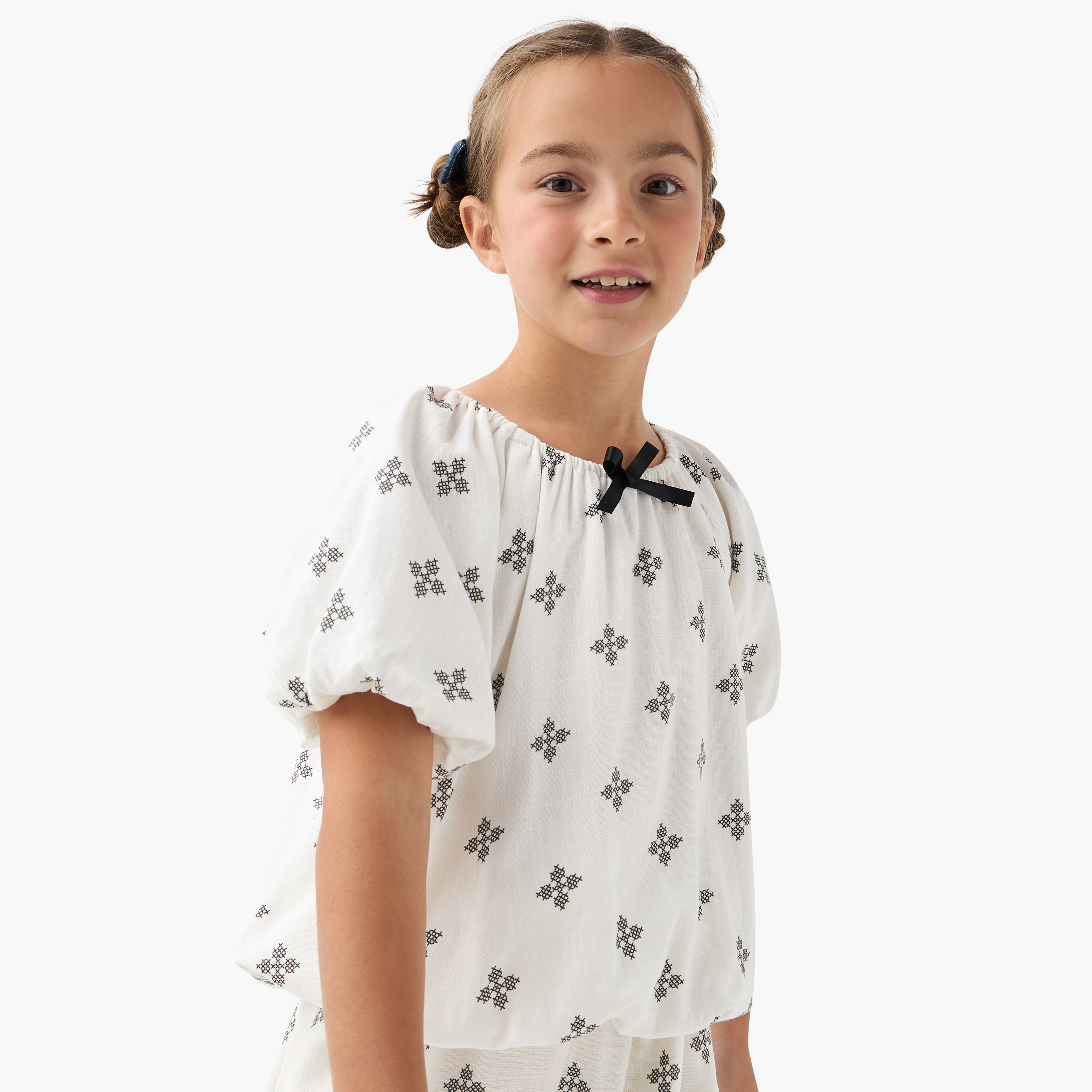 Eligo All-Over Print Top with Balloon Sleeves-girls-clothing-blousesandshirts-image-1