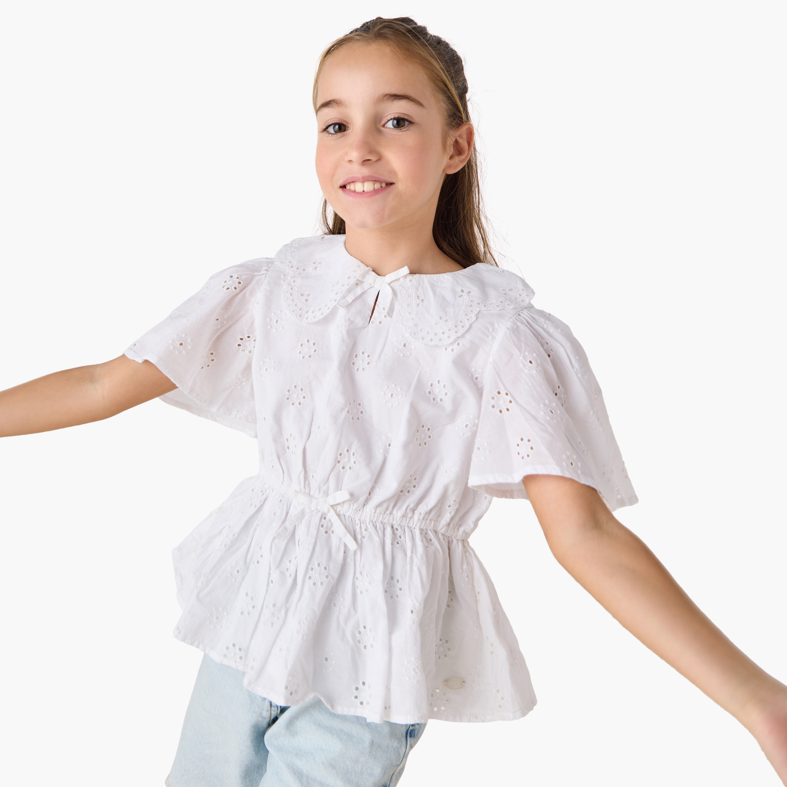 بلوزة بيبلوم بتفاصيل شيفلي وأكمام واسعة من إليجو-girls-clothing-blousesandshirts-image-5