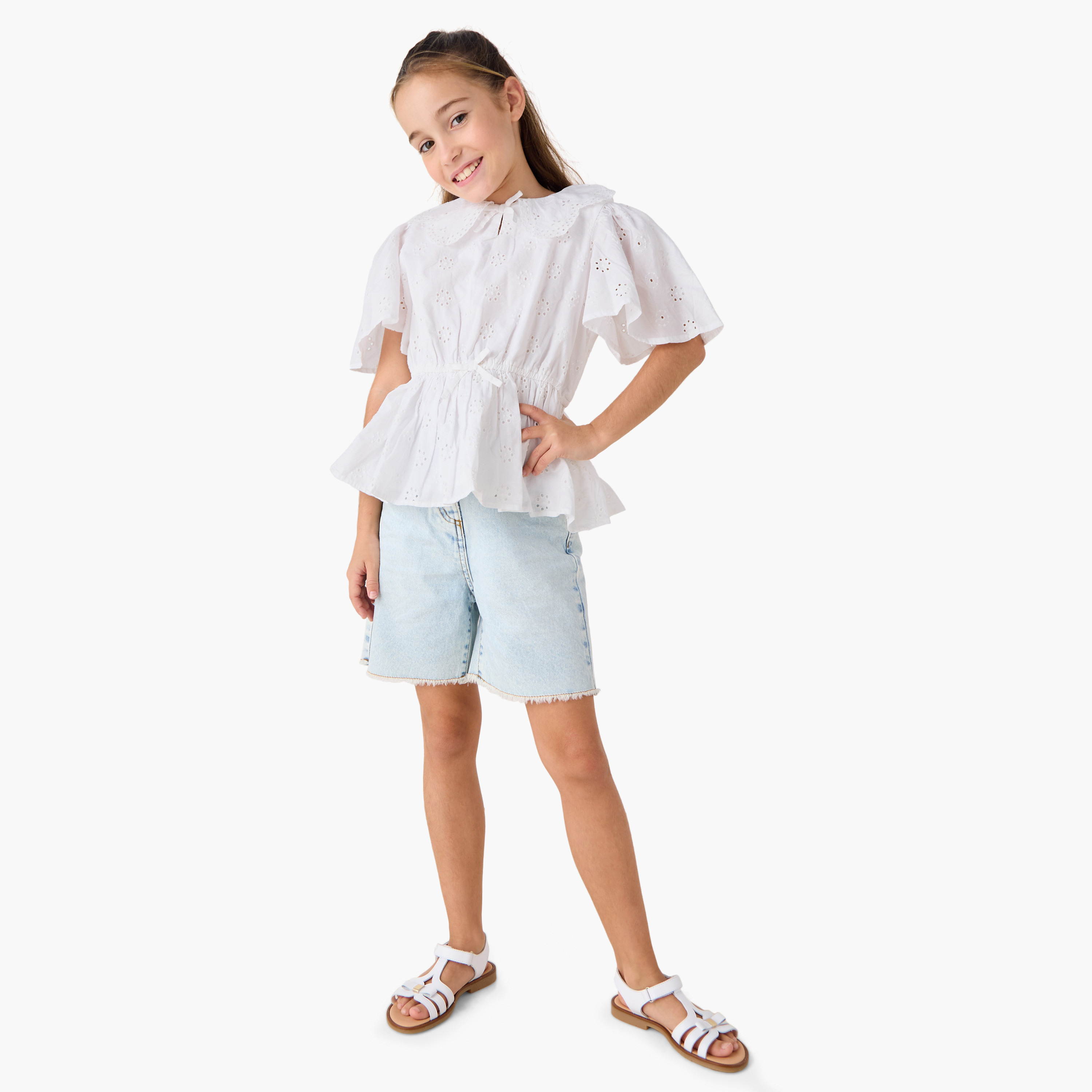 بلوزة بيبلوم بتفاصيل شيفلي وأكمام واسعة من إليجو-girls-clothing-blousesandshirts-image-4