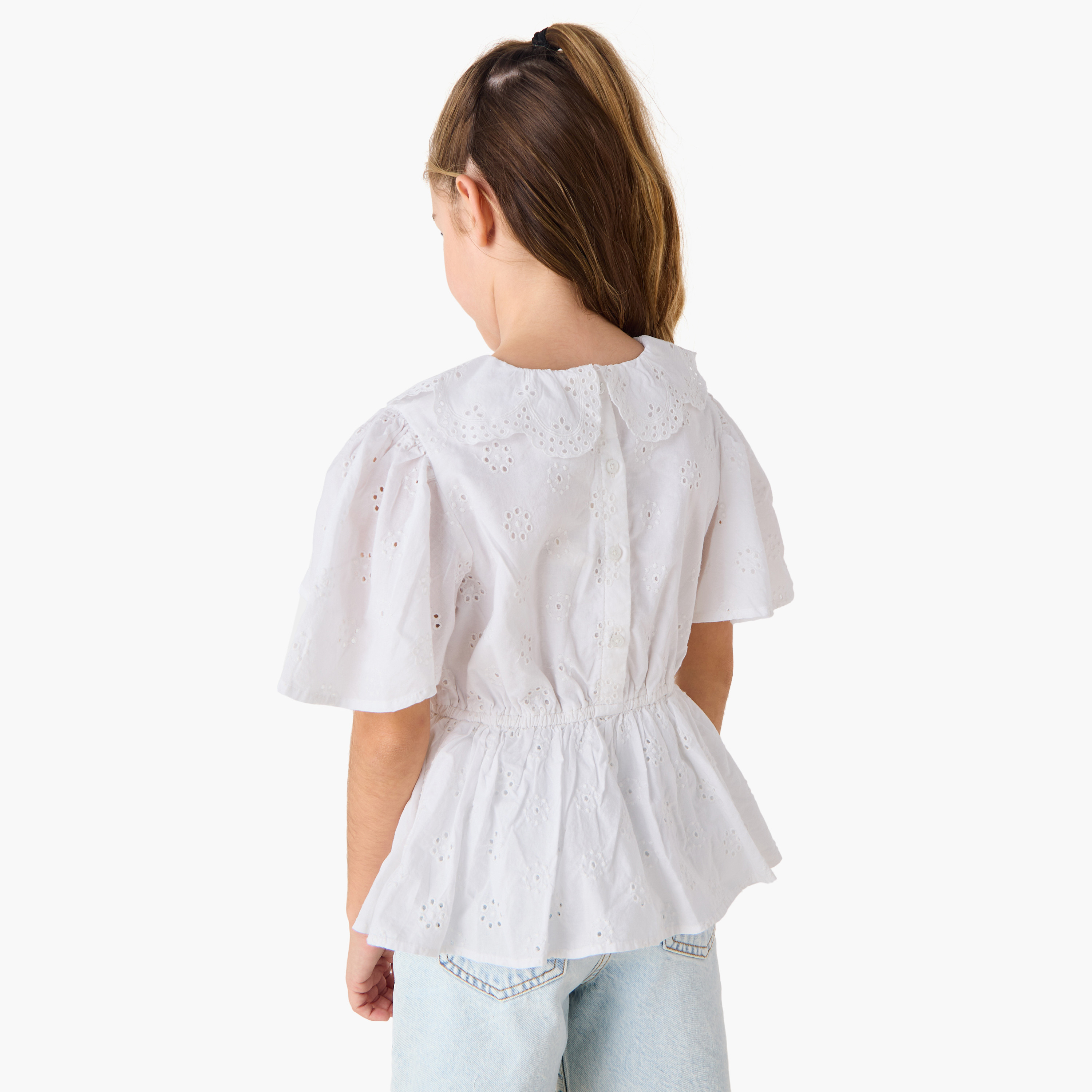 بلوزة بيبلوم بتفاصيل شيفلي وأكمام واسعة من إليجو-girls-clothing-blousesandshirts-image-3