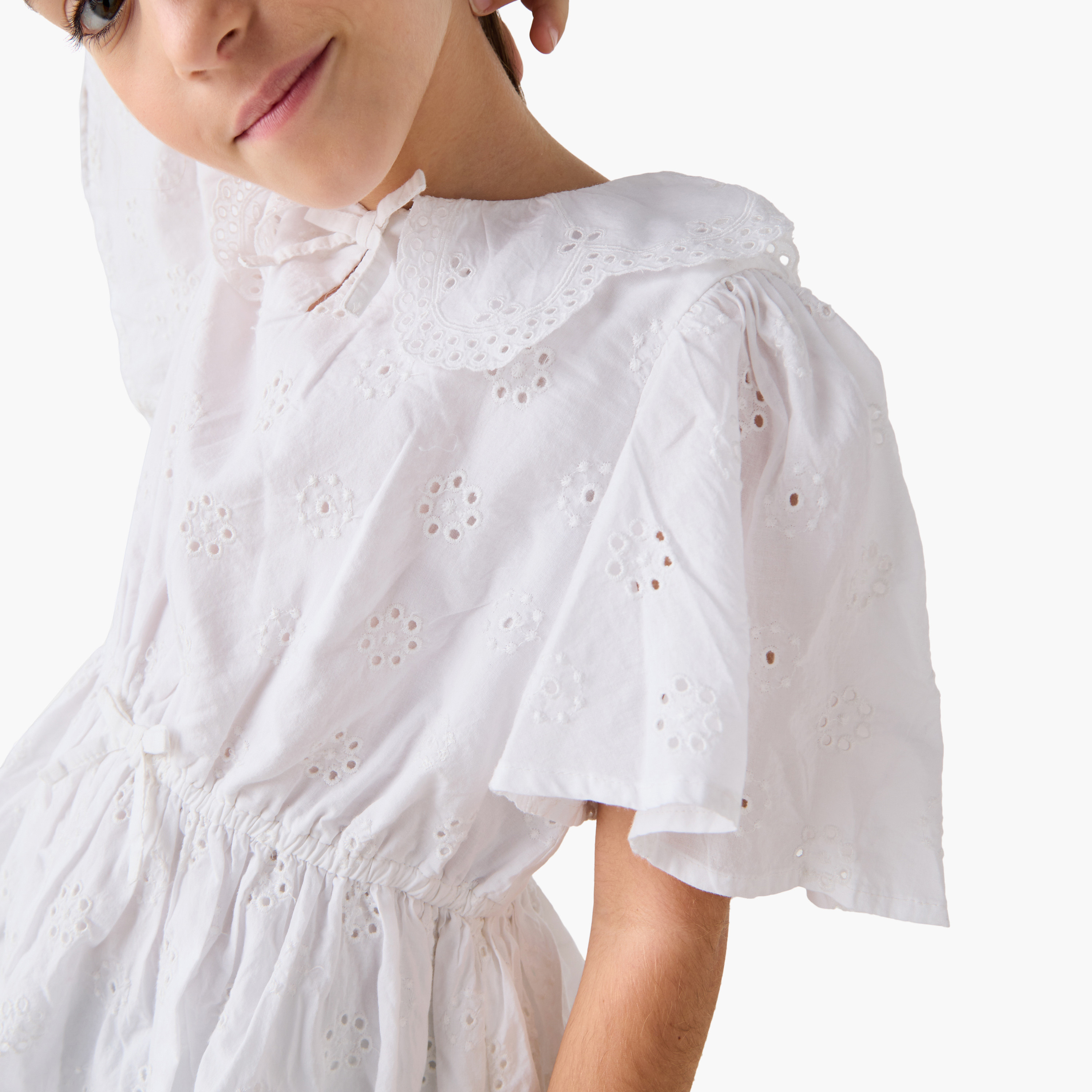 بلوزة بيبلوم بتفاصيل شيفلي وأكمام واسعة من إليجو-girls-clothing-blousesandshirts-image-2