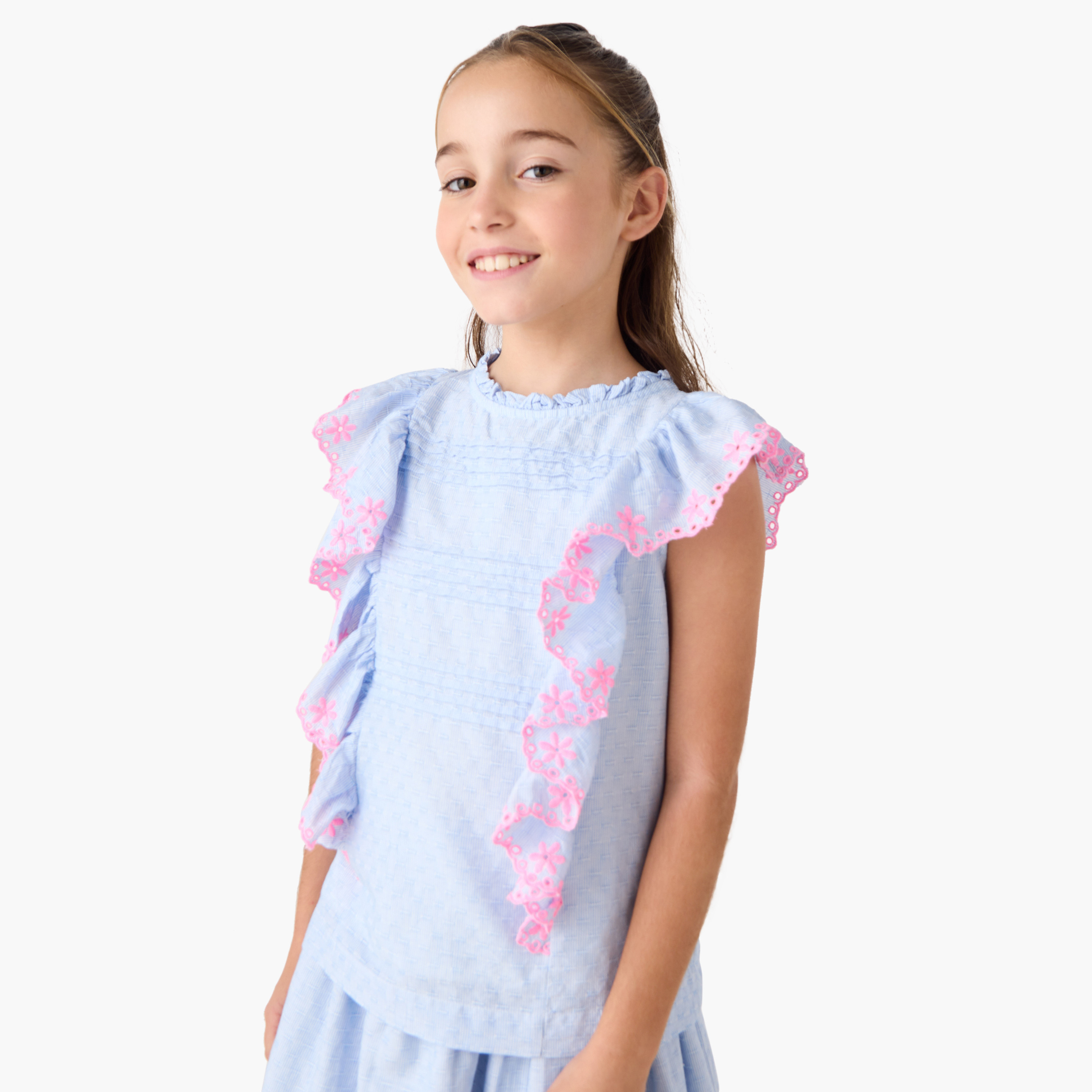 Eligo Embroidered Top with Ruffle Detail-girls-clothing-blousesandshirts-image-1