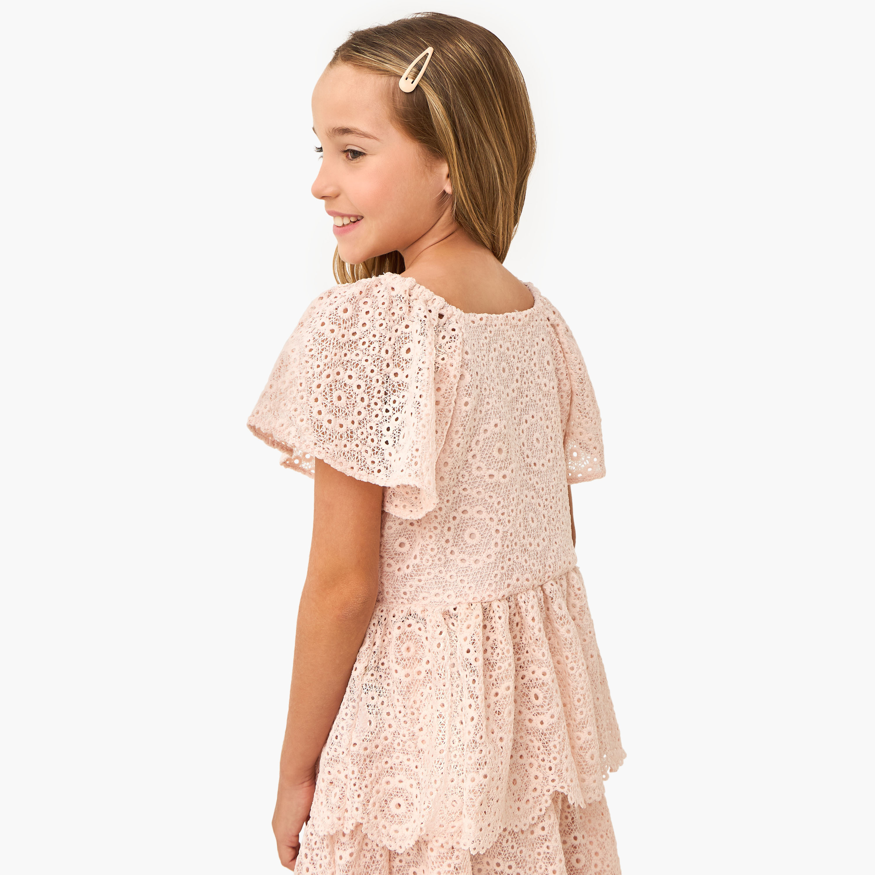 Eligo Textured Peplum Top with Flutter Sleeves-girls-clothing-blousesandshirts-image-3