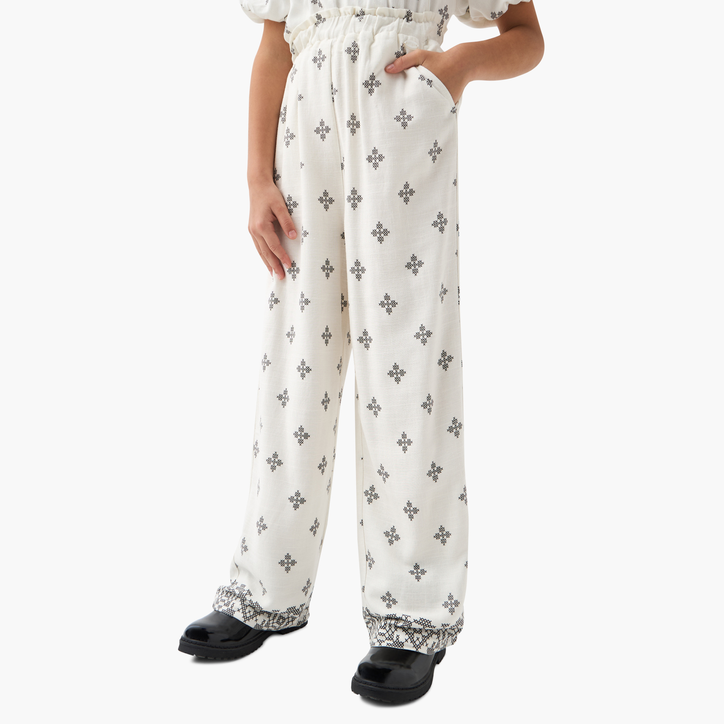 Eligo All-Over Print Pants with Elasticated Waistband and Pockets-girls-clothing-bottoms-trousers-image-1