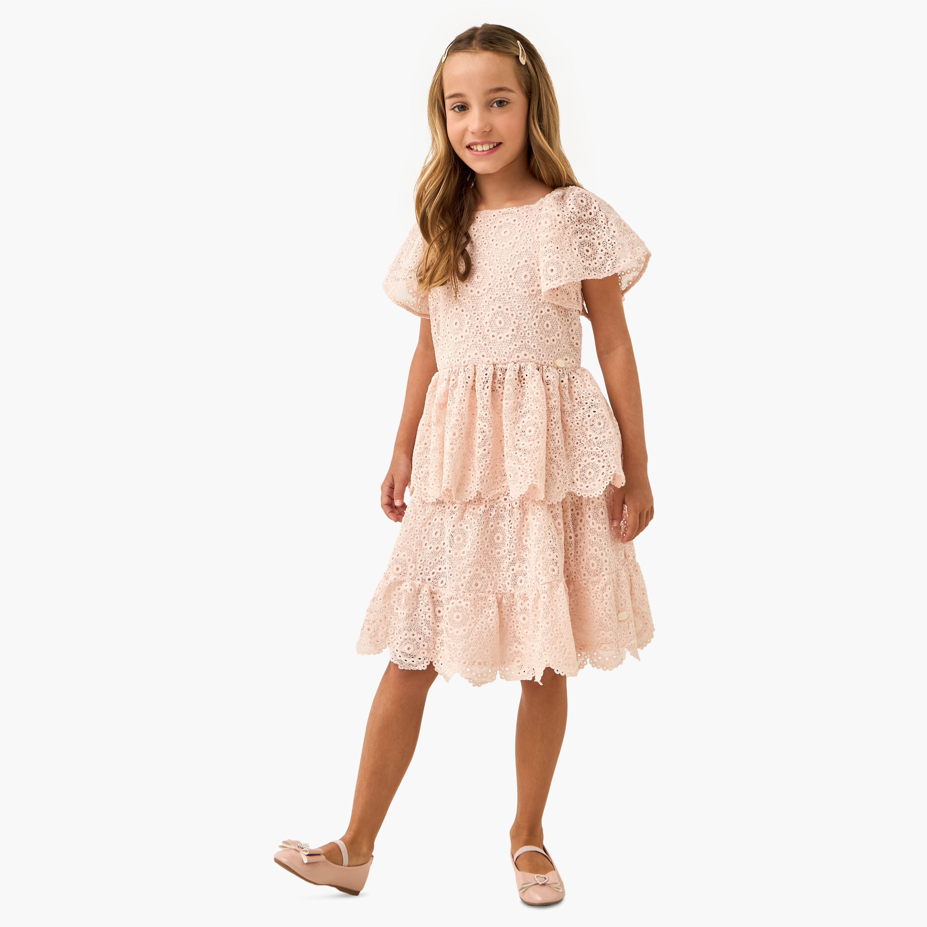 Eligo Lace Detail Tiered A-line Skirt with Elasticated Waistband-girls-clothing-bottoms-skirts-image-2