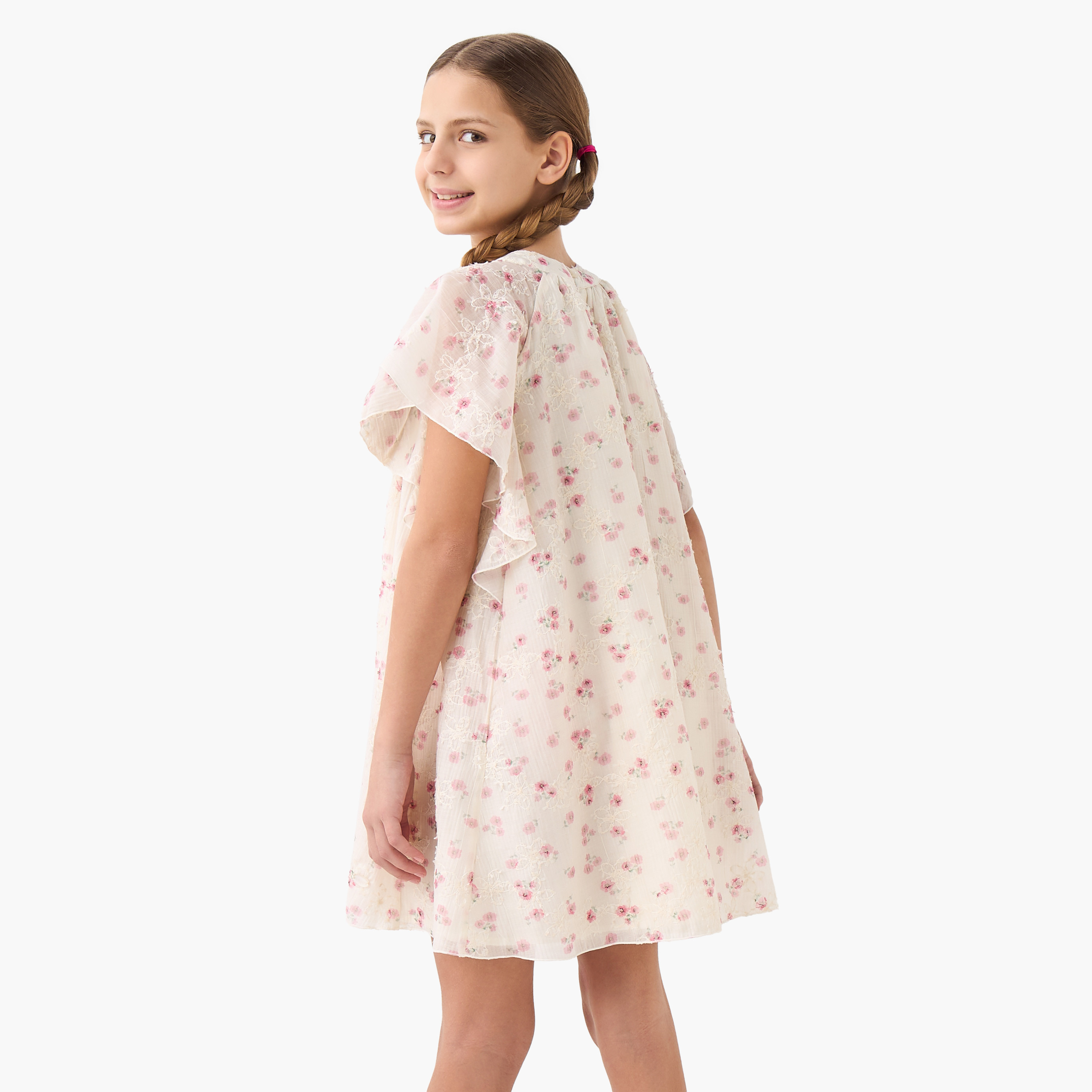 فستان بطبعات أزهار وياقة مستديرة وأكمام واسعة من إليجو-girls-clothing-dressesandjumpsuits-image-3