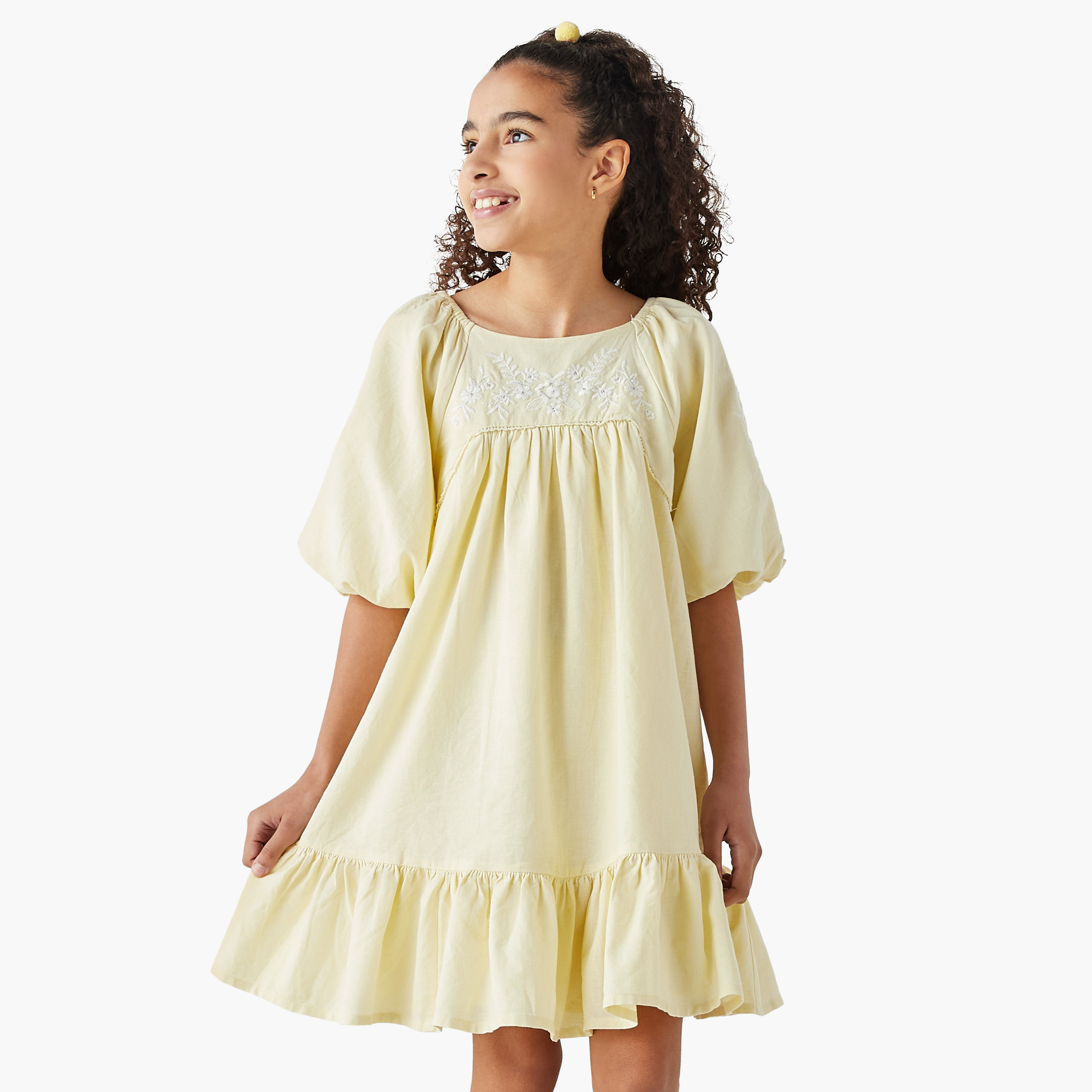 فستان متعدد الطبقات بأكمام واسعة وتطريز زهور من إليجو-girls-clothing-dressesandjumpsuits-image-1