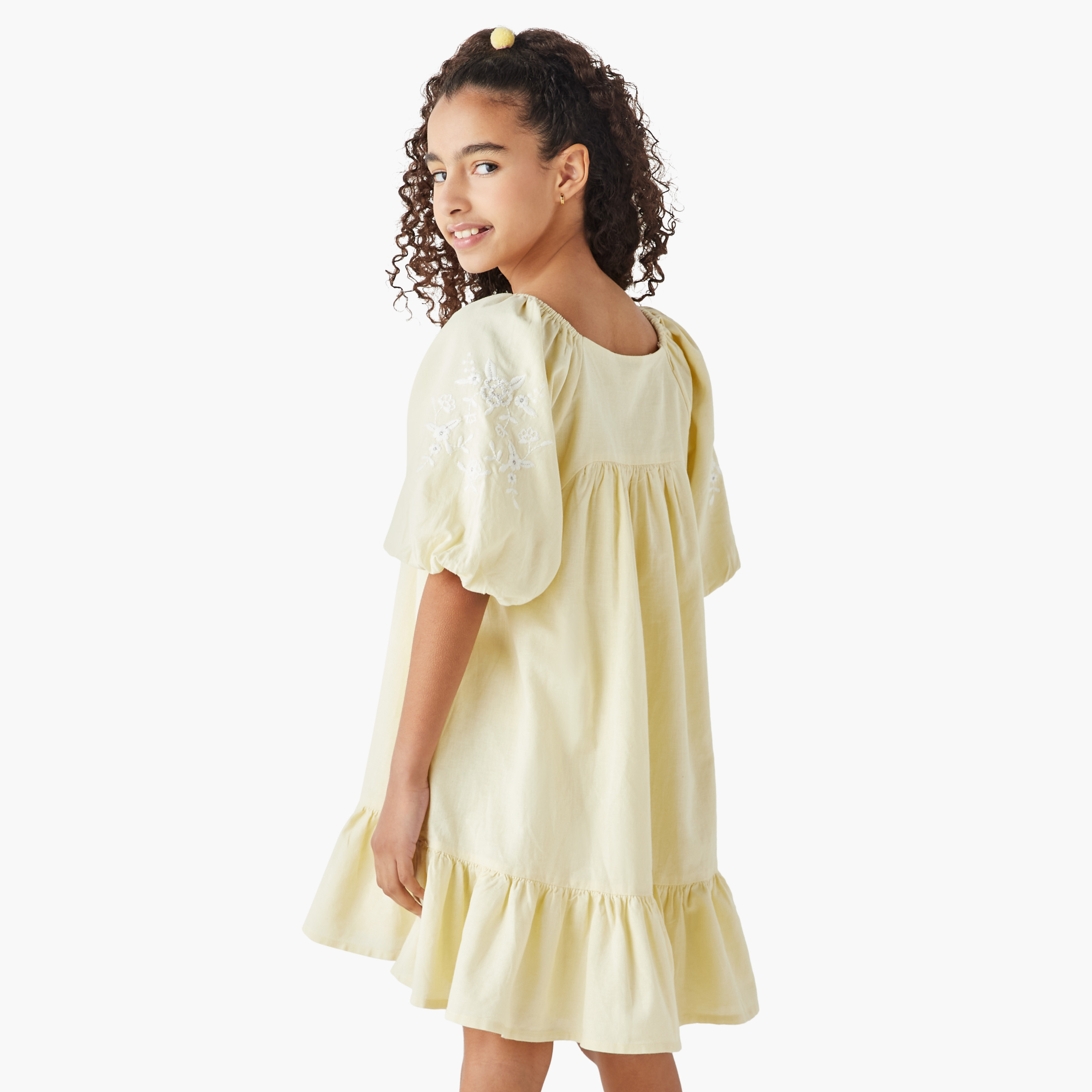 فستان متعدد الطبقات بأكمام واسعة وتطريز زهور من إليجو-girls-clothing-dressesandjumpsuits-image-3