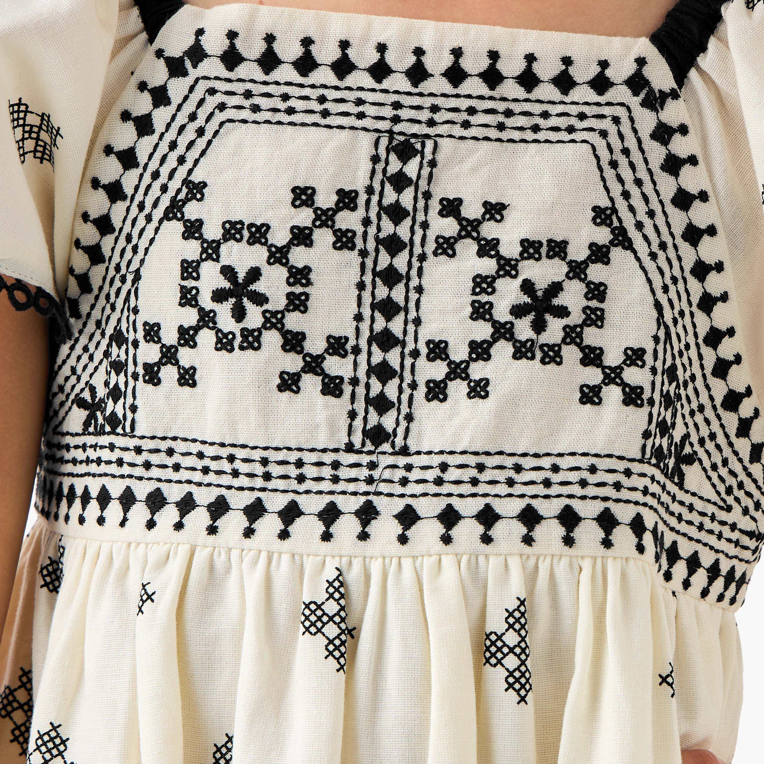 Eligo All-Over Embroidered Dress with Square Neck-girls-clothing-dressesandjumpsuits-image-5