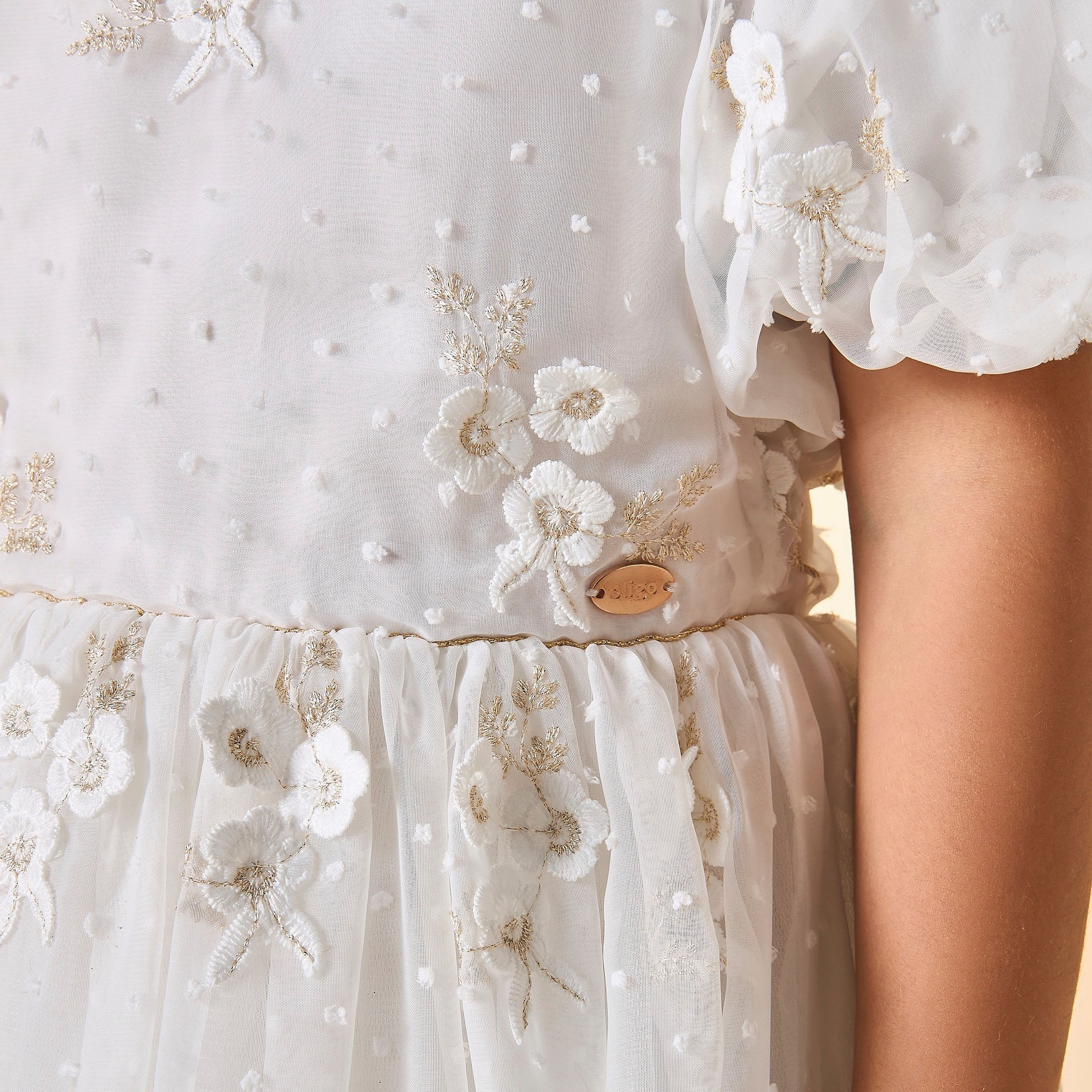Eligo Embroidered A-Line Dress with Puff Sleeves-girls-clothing-dressesandjumpsuits-image-5