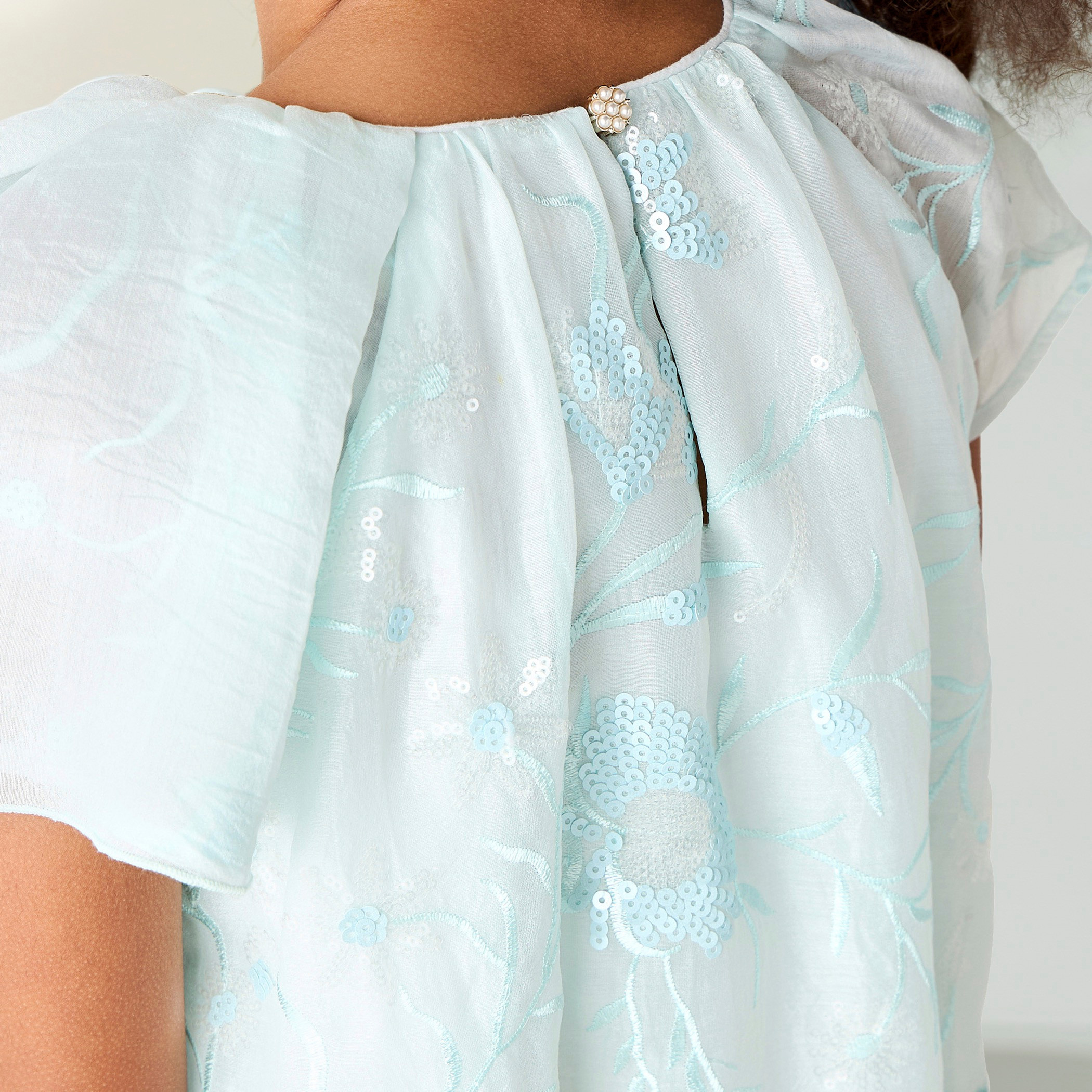Eligo All-Over Embellished Dress with Ruffles and Round Neck-girls-clothing-dressesandjumpsuits-image-4
