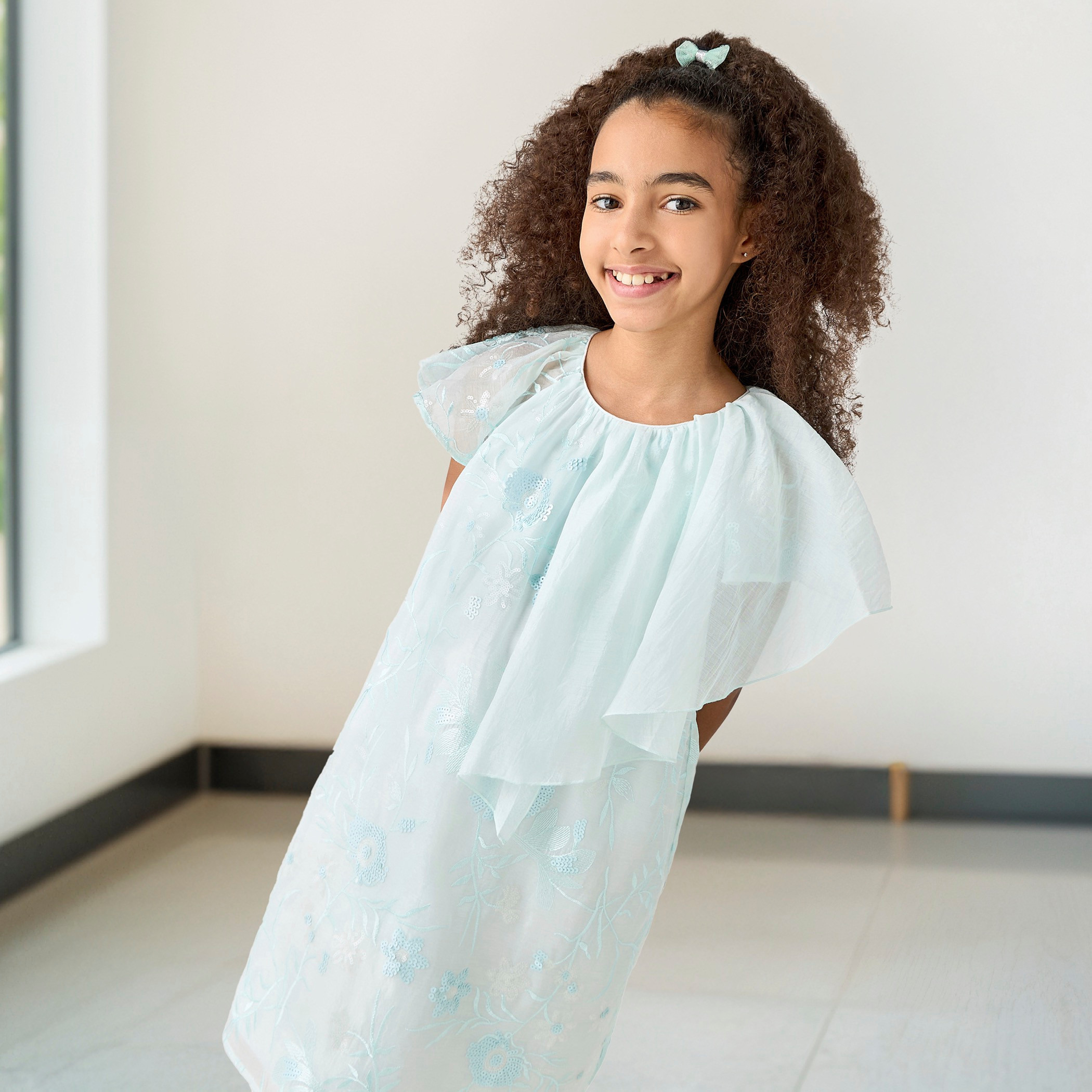 Eligo All-Over Embellished Dress with Ruffles and Round Neck-girls-clothing-dressesandjumpsuits-image-6