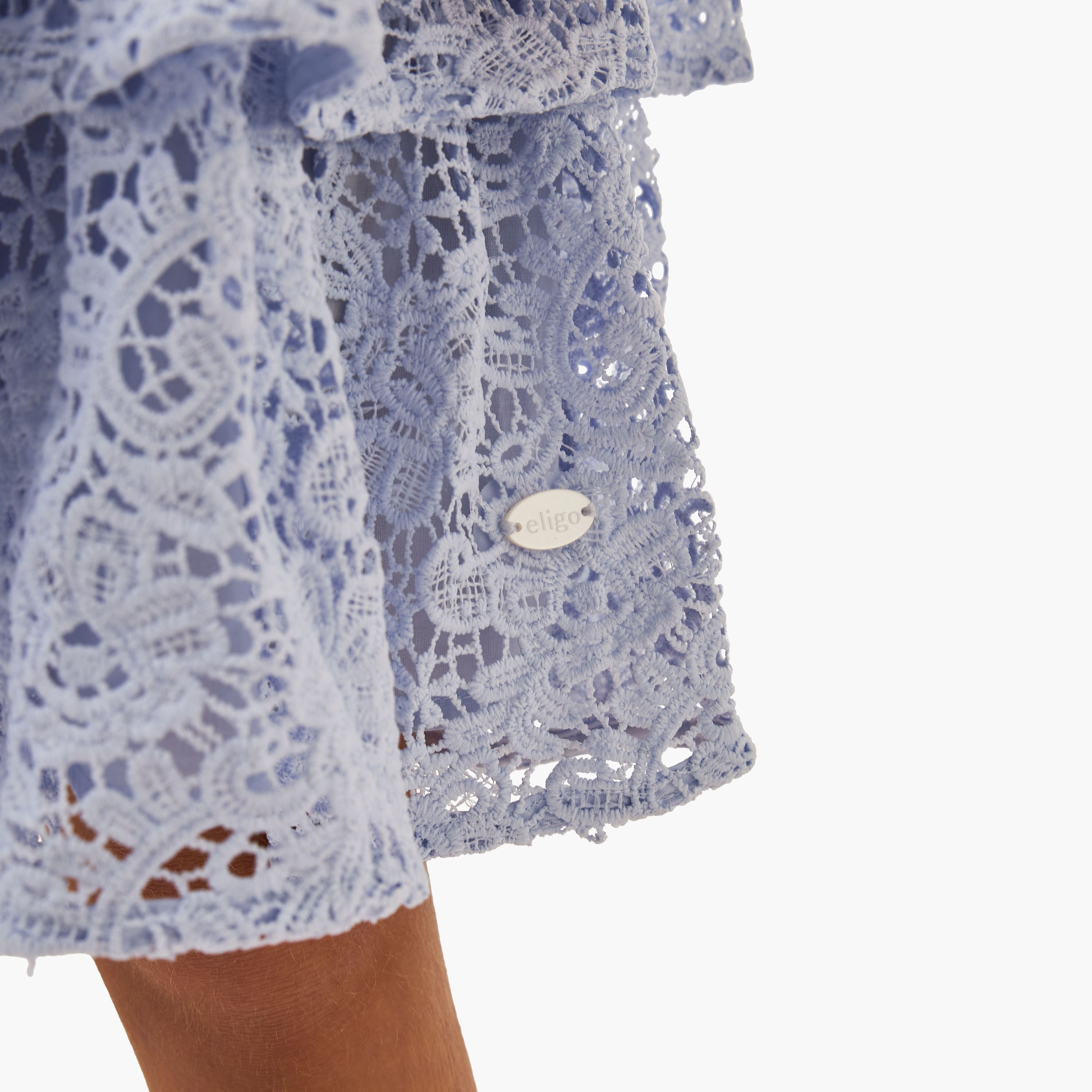 Eligo Lace Detail Tiered Dress with Short Sleeves and Zip Closure-girls-clothing-dressesandjumpsuits-image-4