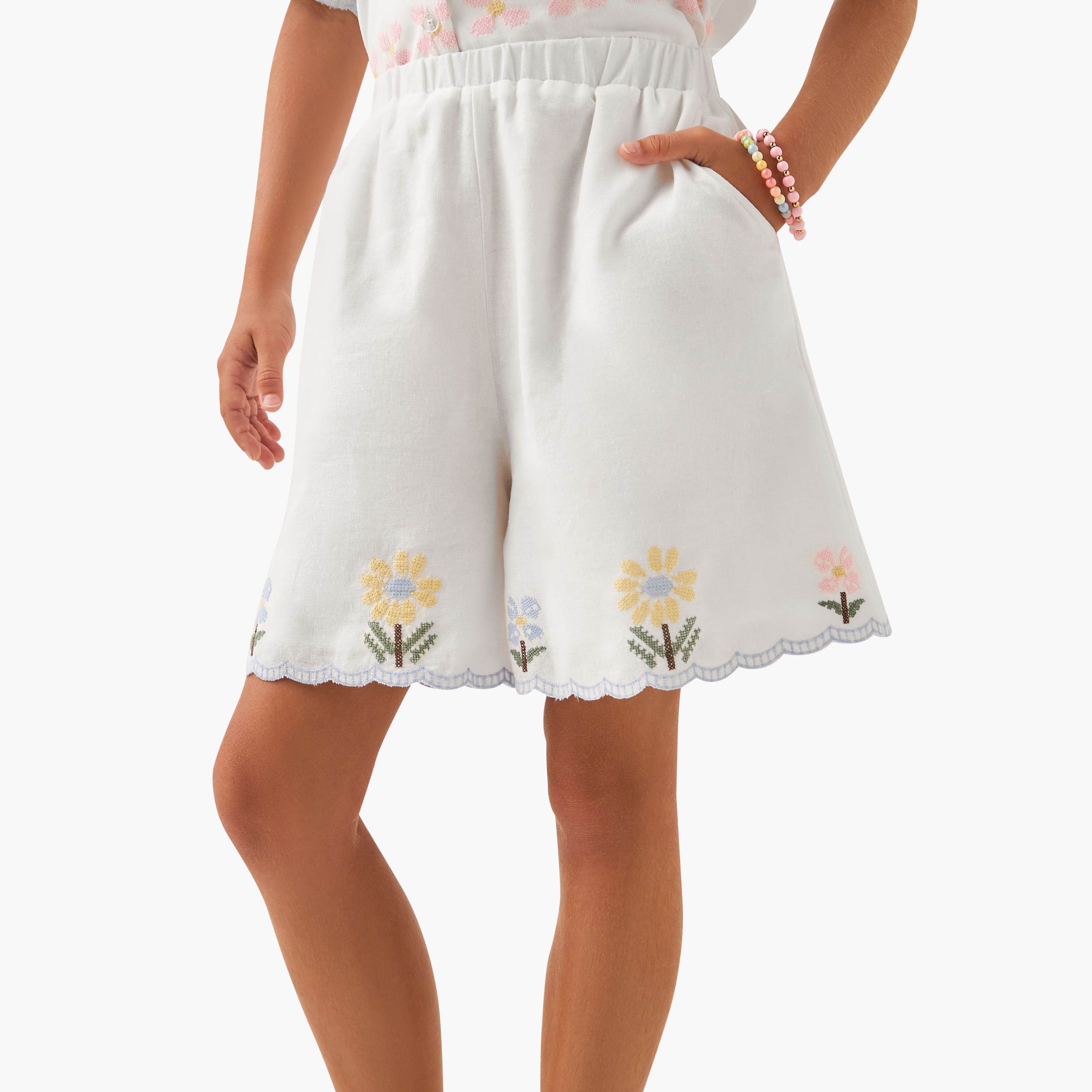 Eligo Embroidered Camp Collar Shirt and Shorts Set-girls-clothing-setsandcoords-image-3